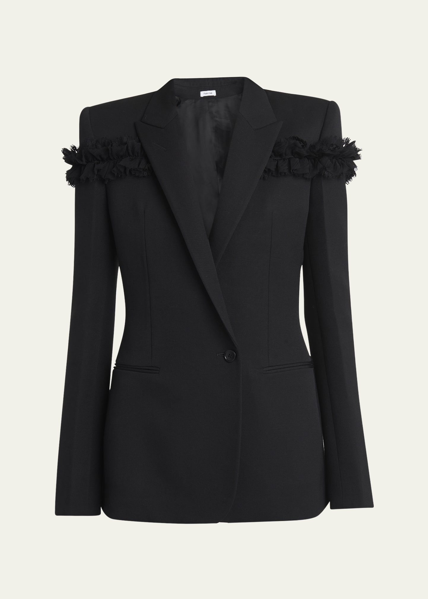 Ruffle Single-Breasted Wrap Blazer Jacket - 1