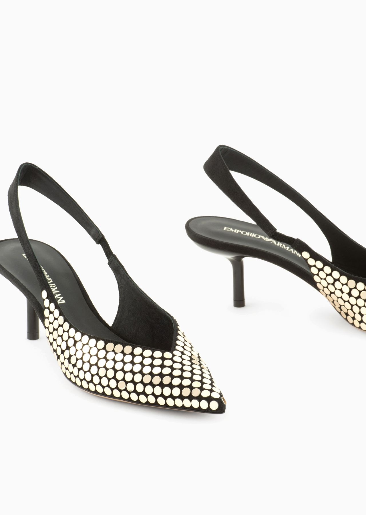 Slingback court shoes with flat studs - 5