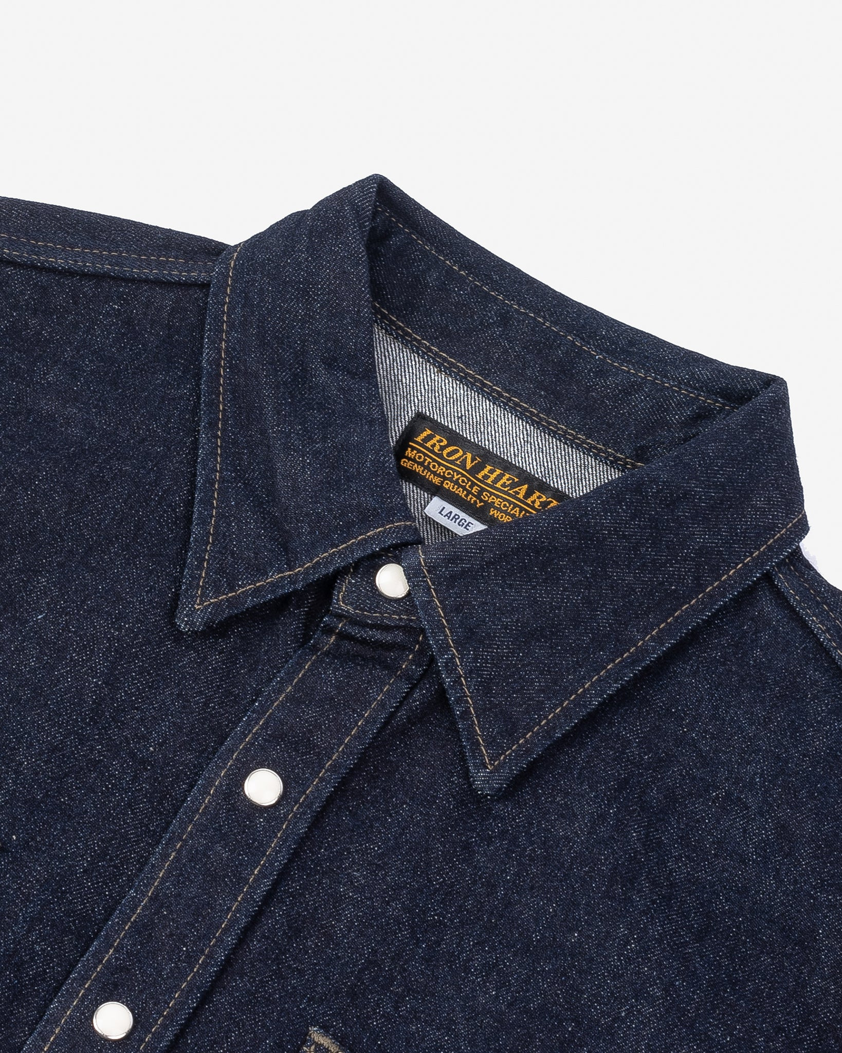 IHSH-326-IND 12oz Selvedge Denim Work Shirt With Snaps - Indigo - 13