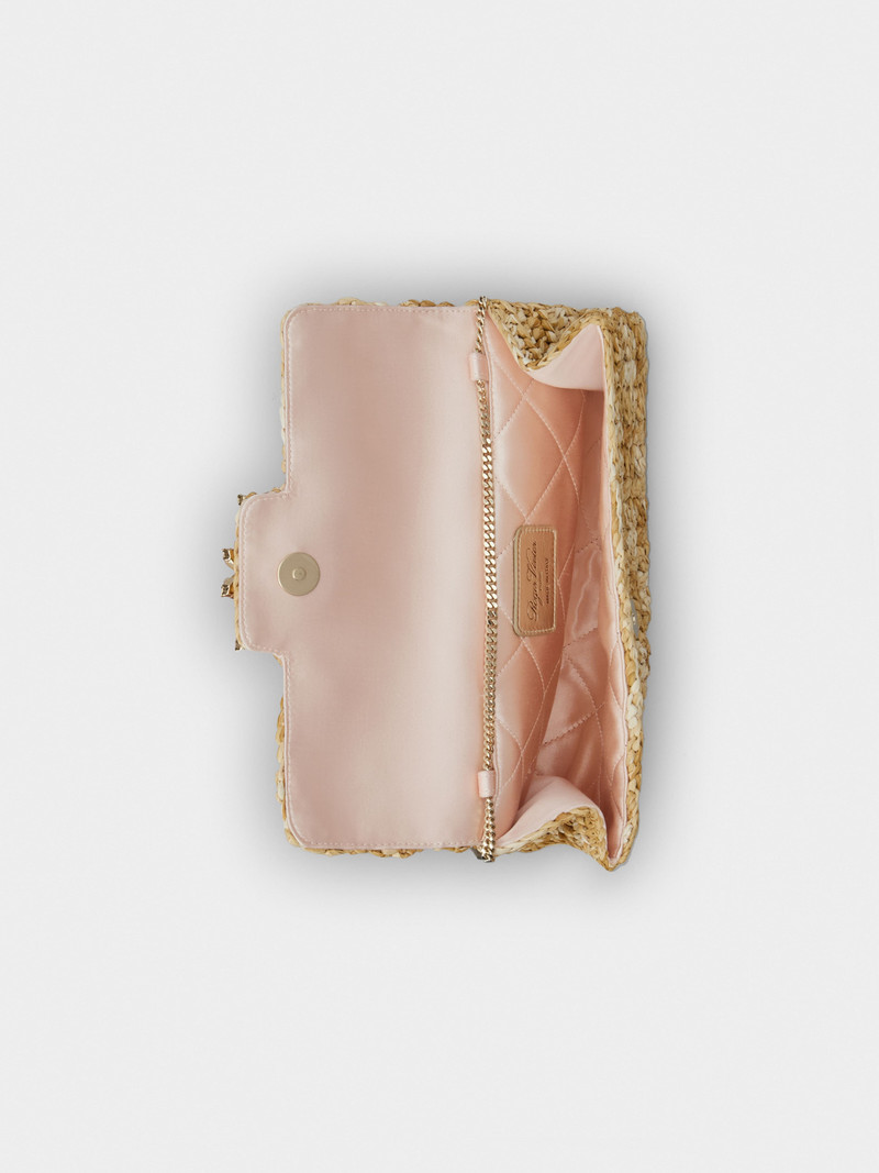 Broche Vivier Buckle Crochet Clutch in Raffia 6