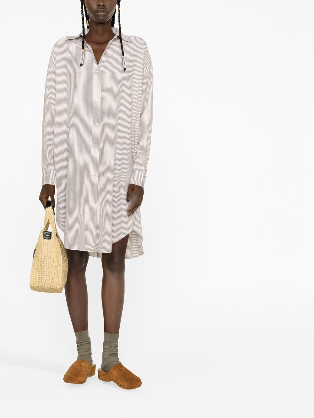 striped cotton shirt dress - 2