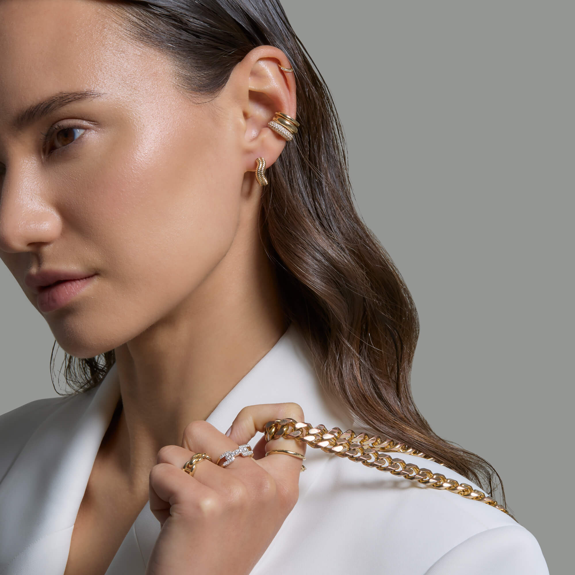 Small Puff Hinged Ear Cuff - 8