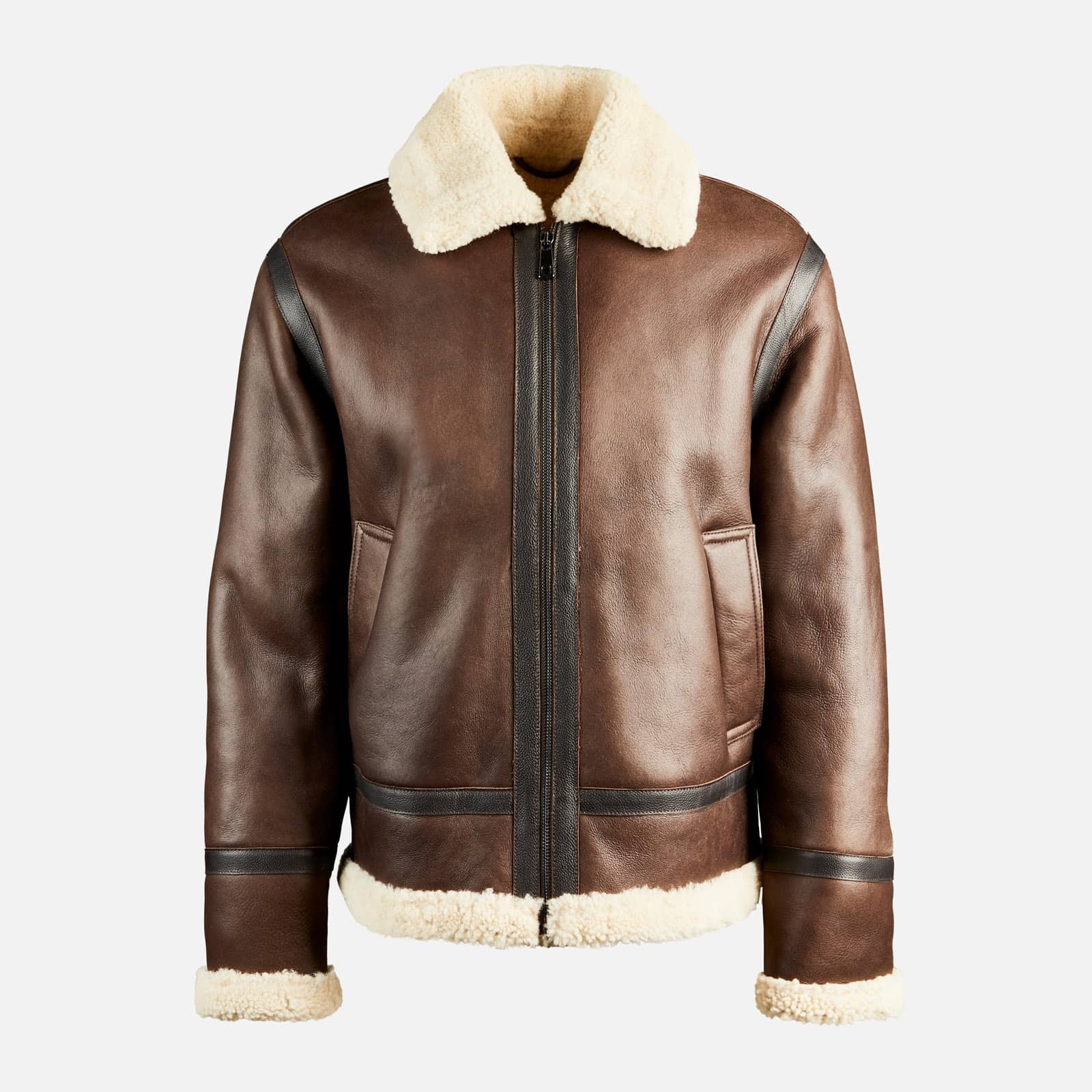 Aviator Jacket in Sheepsking Brown - 1
