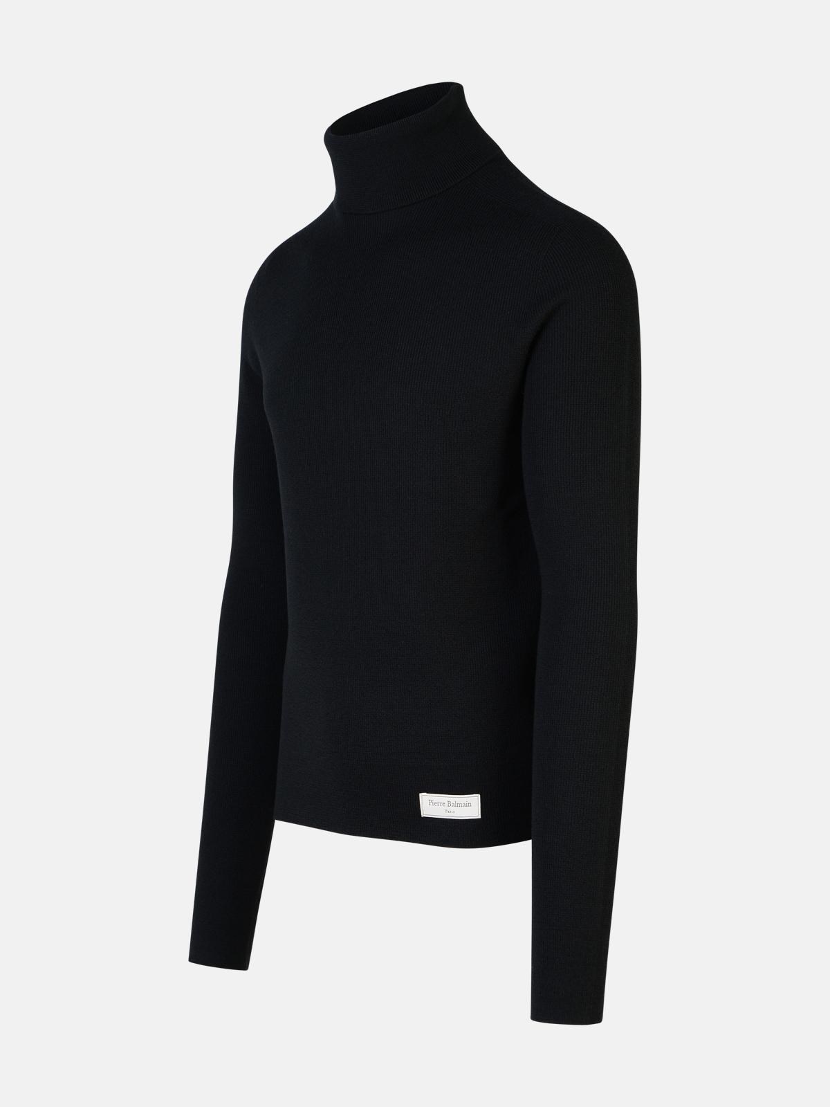 BLACK WOOL TURTLENECK SWEATER - 2