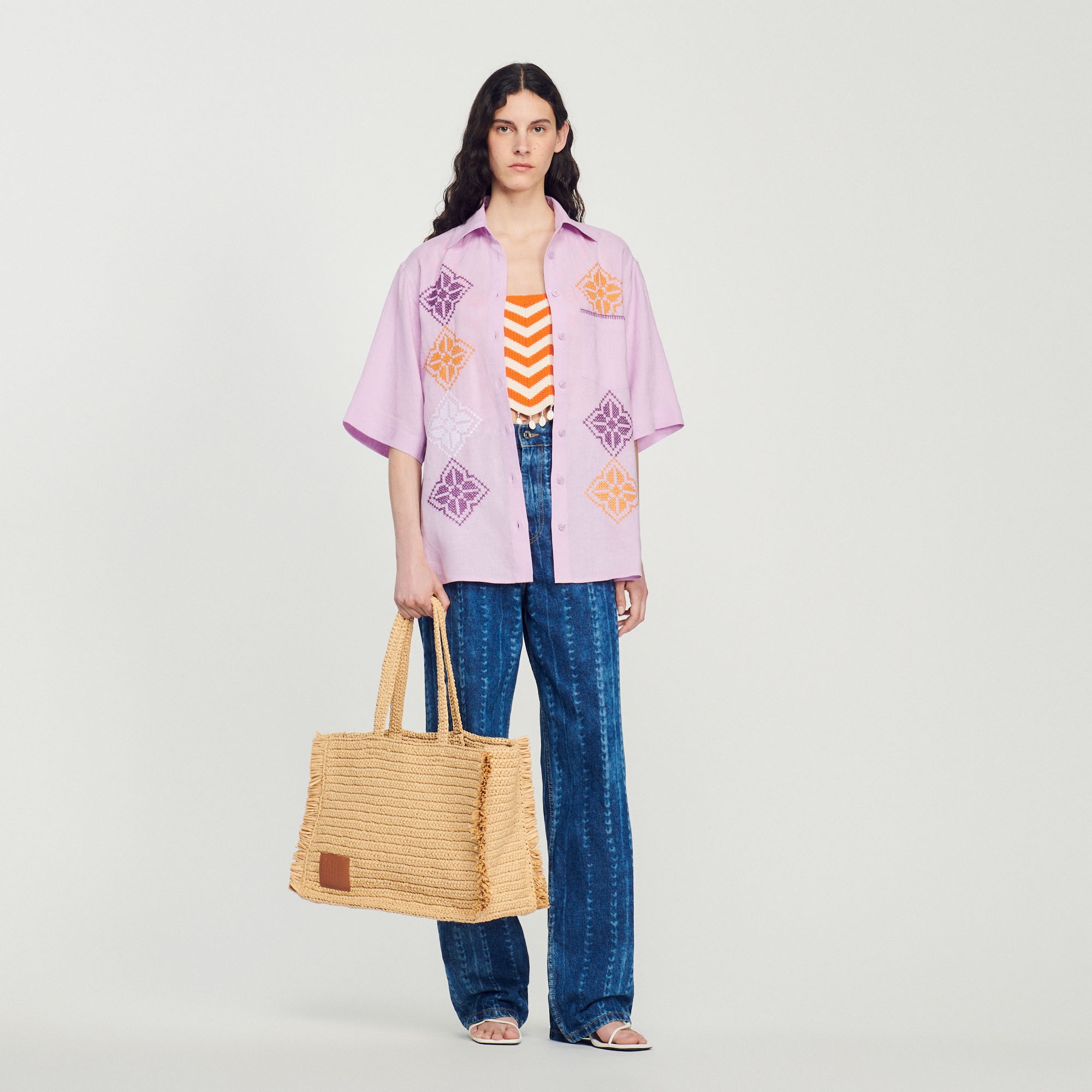 Oversized embroidered linen shirt - 2