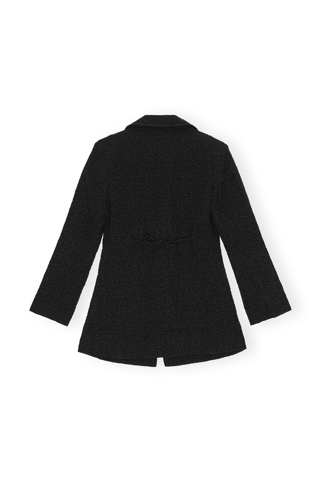 BLACK TEXTURED SUITING TIE STRING BLAZER - 3