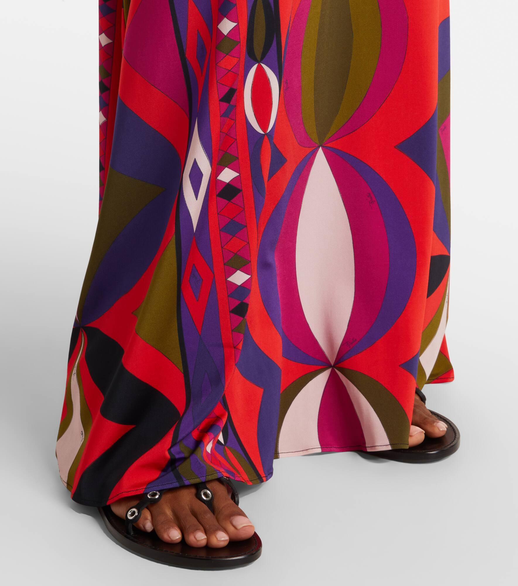 Printed jersey satin maxi skirt - 5