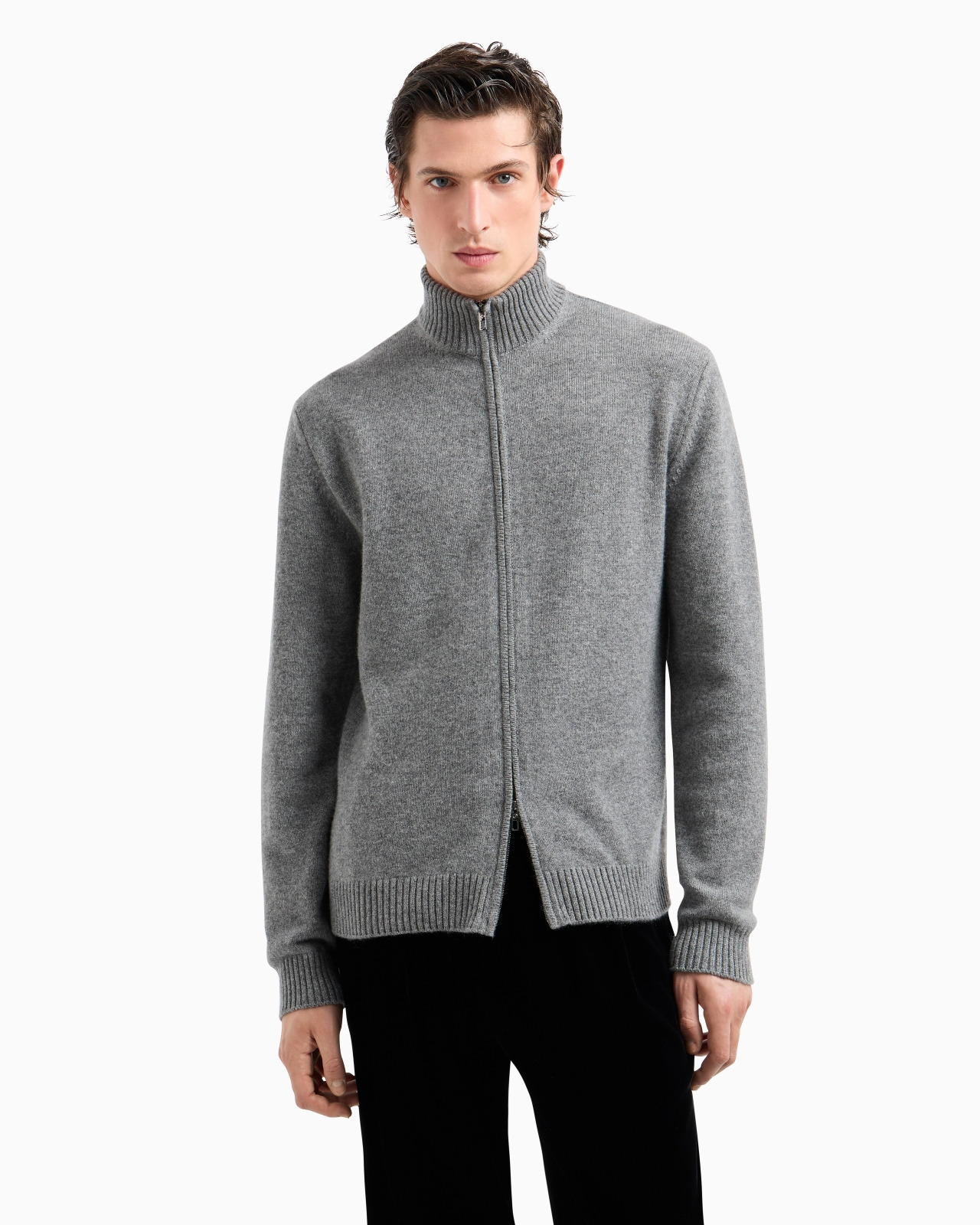 CASHMERE ZIP-UP MOCK-NECK CARDIGAN - 4