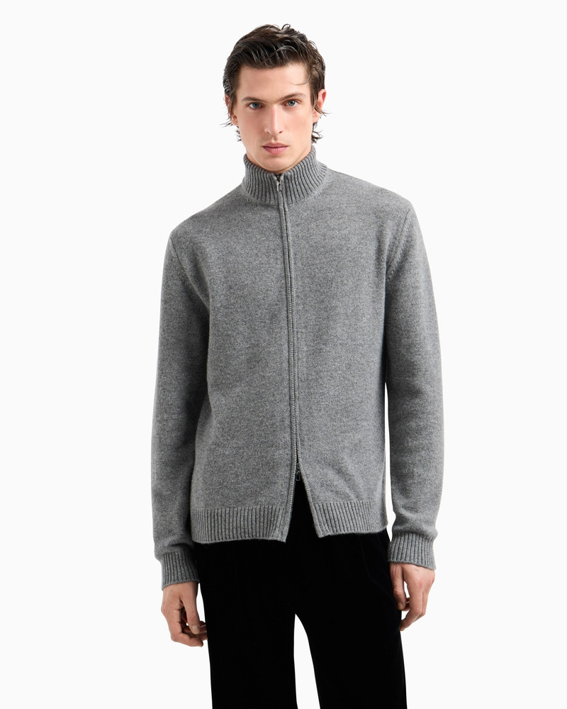 GIORGIO ARMANI CASHMERE ZIP-UP MOCK-NECK CARDIGAN outlook