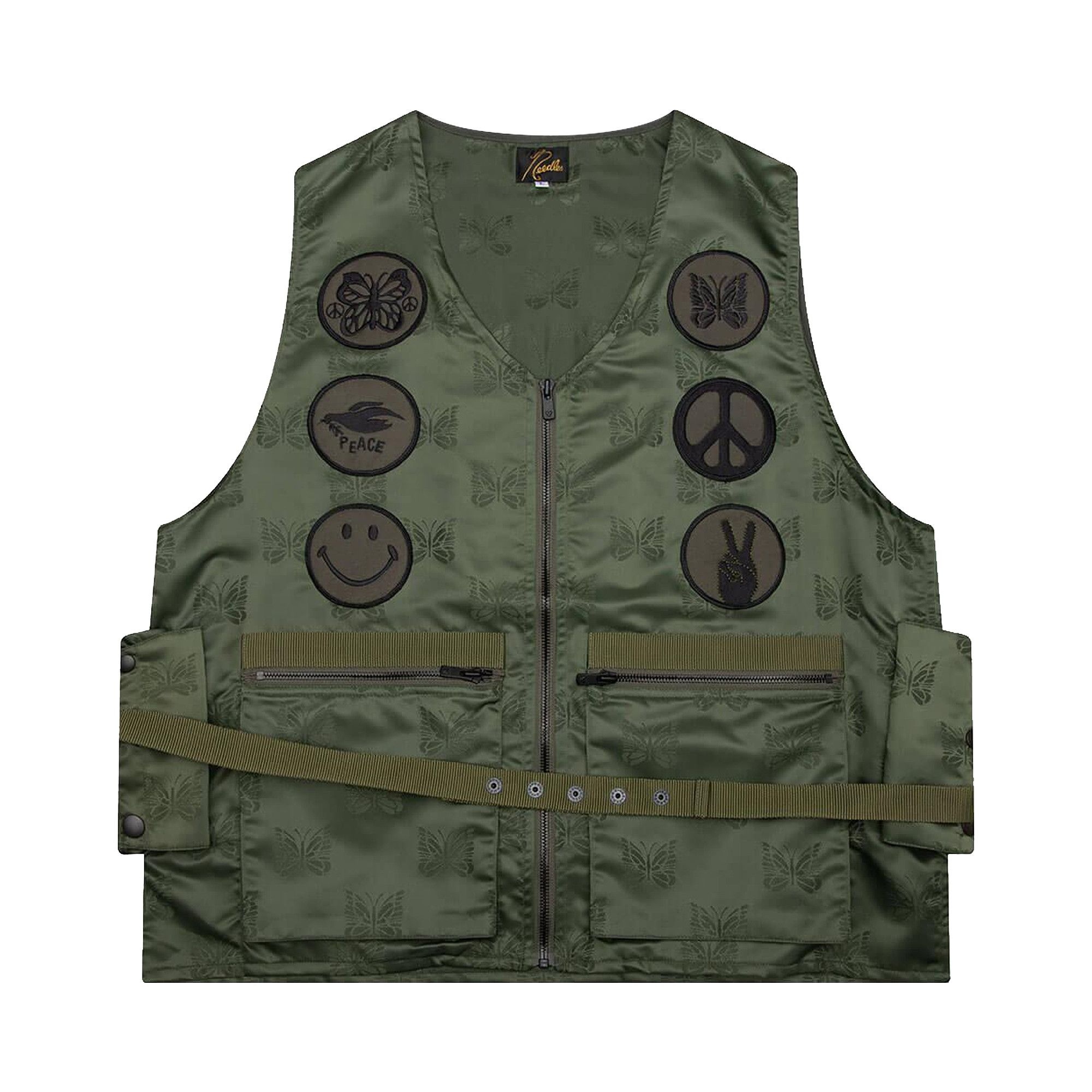 Needles Papillon Jacquard Sateen Radio Vest 'Olive' - 1