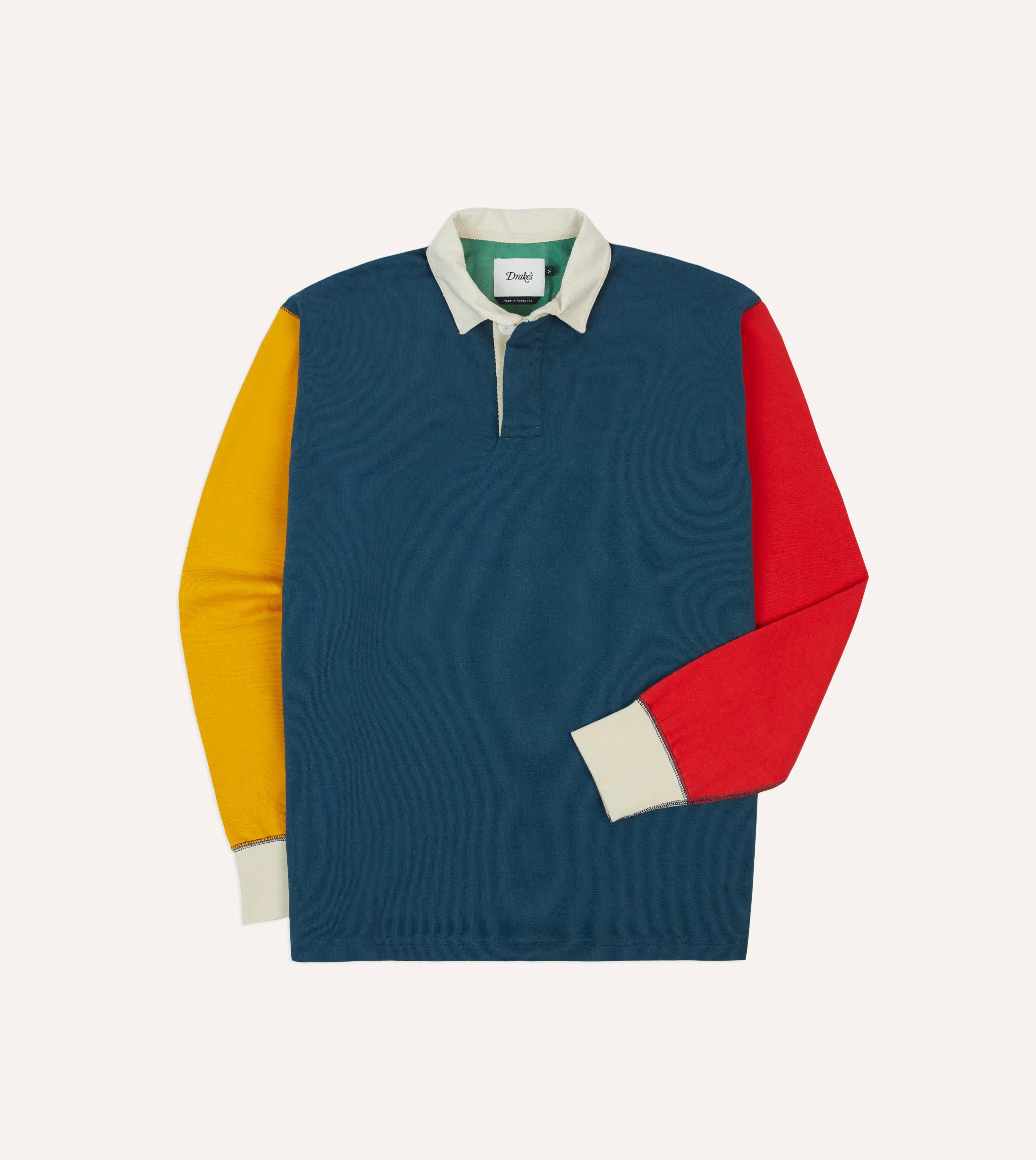 Navy, Yellow, Red and Green Colourblock Cotton Rugby Shirt - 1