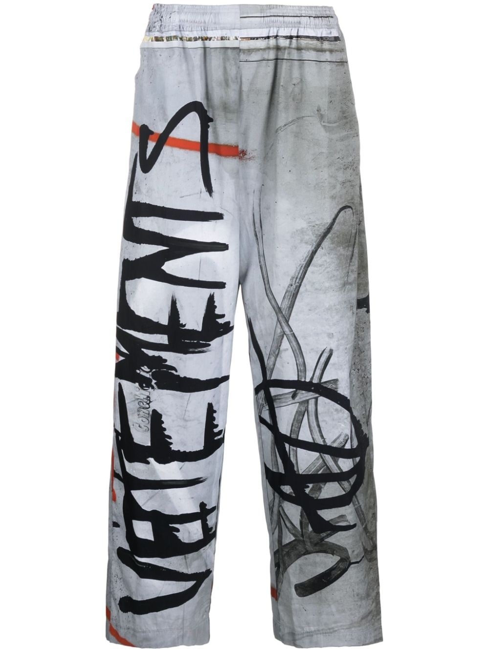 graffiti-print cotton wide-leg trousers - 1