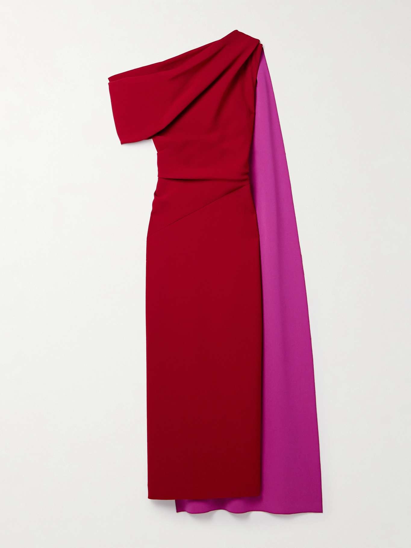 Maite one-shoulder cape-effect two-tone cady maxi dress - 1