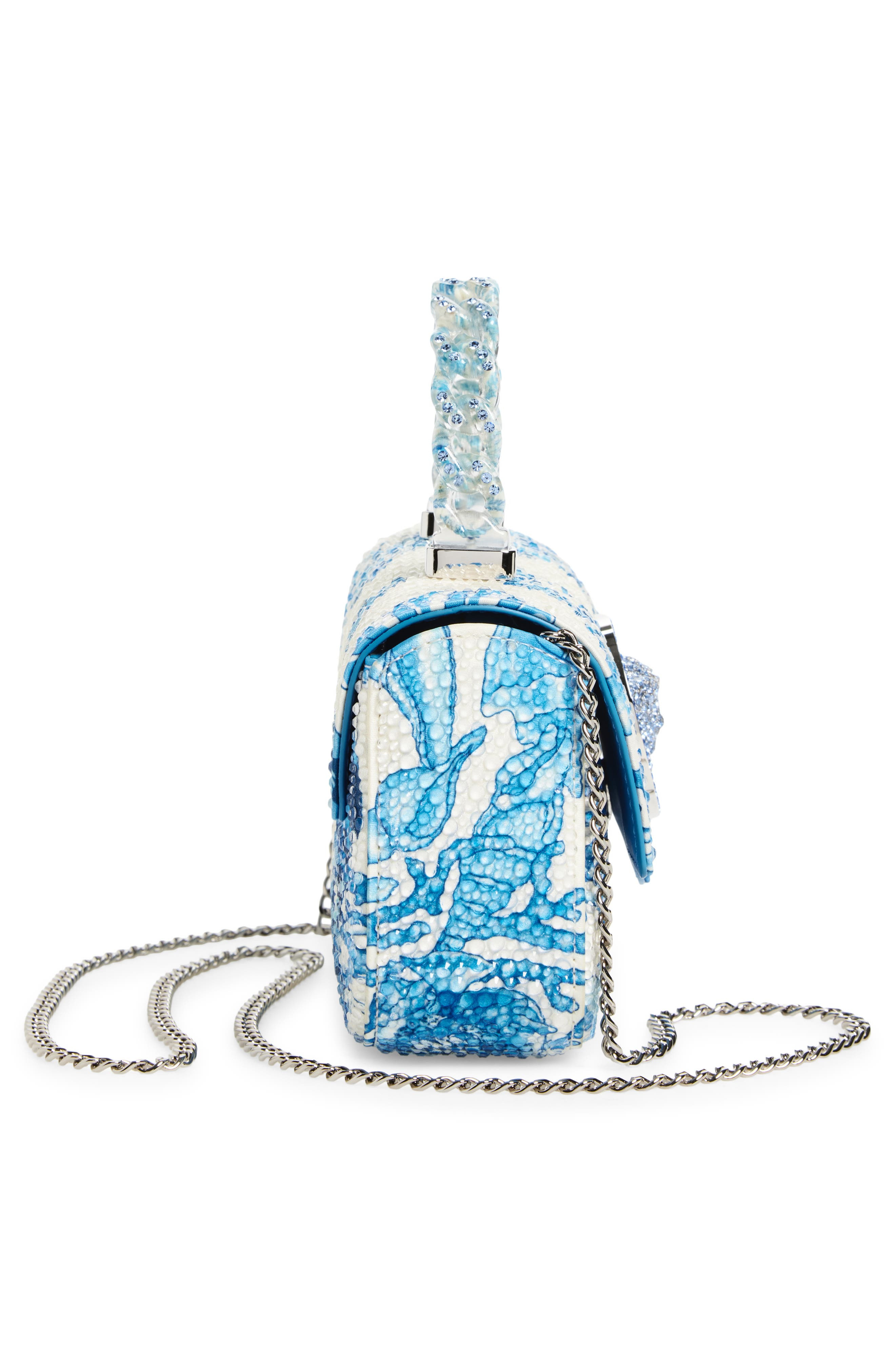 Versace Mini La Medusa Underwater Barocco Satin Top Handle Bag in Bright Blue Multi at Nordstrom - 5