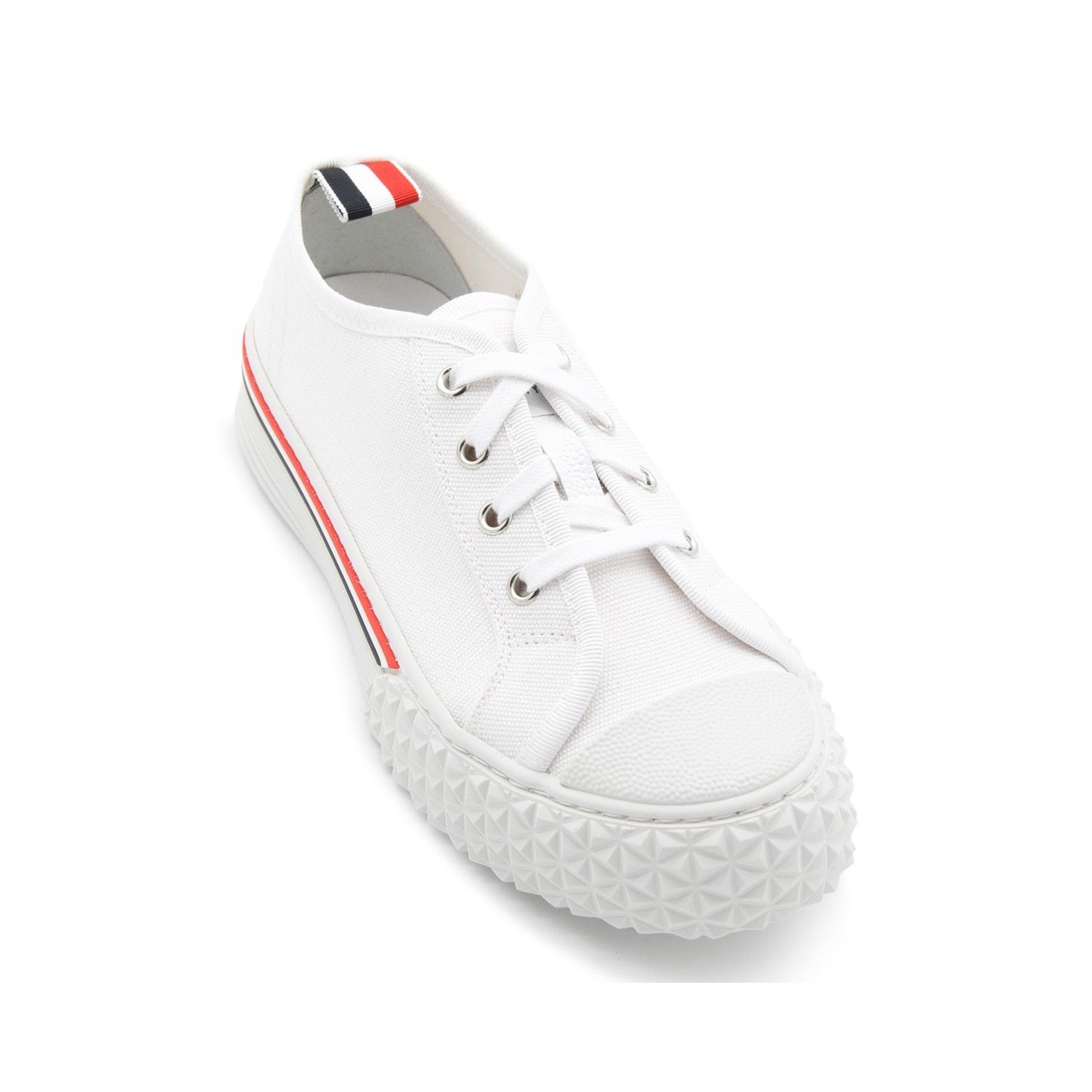 Thom Browne｜SNEAKERS (MFD253A F0102 100) Thom Browne WHITE COTTON SNEAKERS | palazzobelli | REVERSIBLE