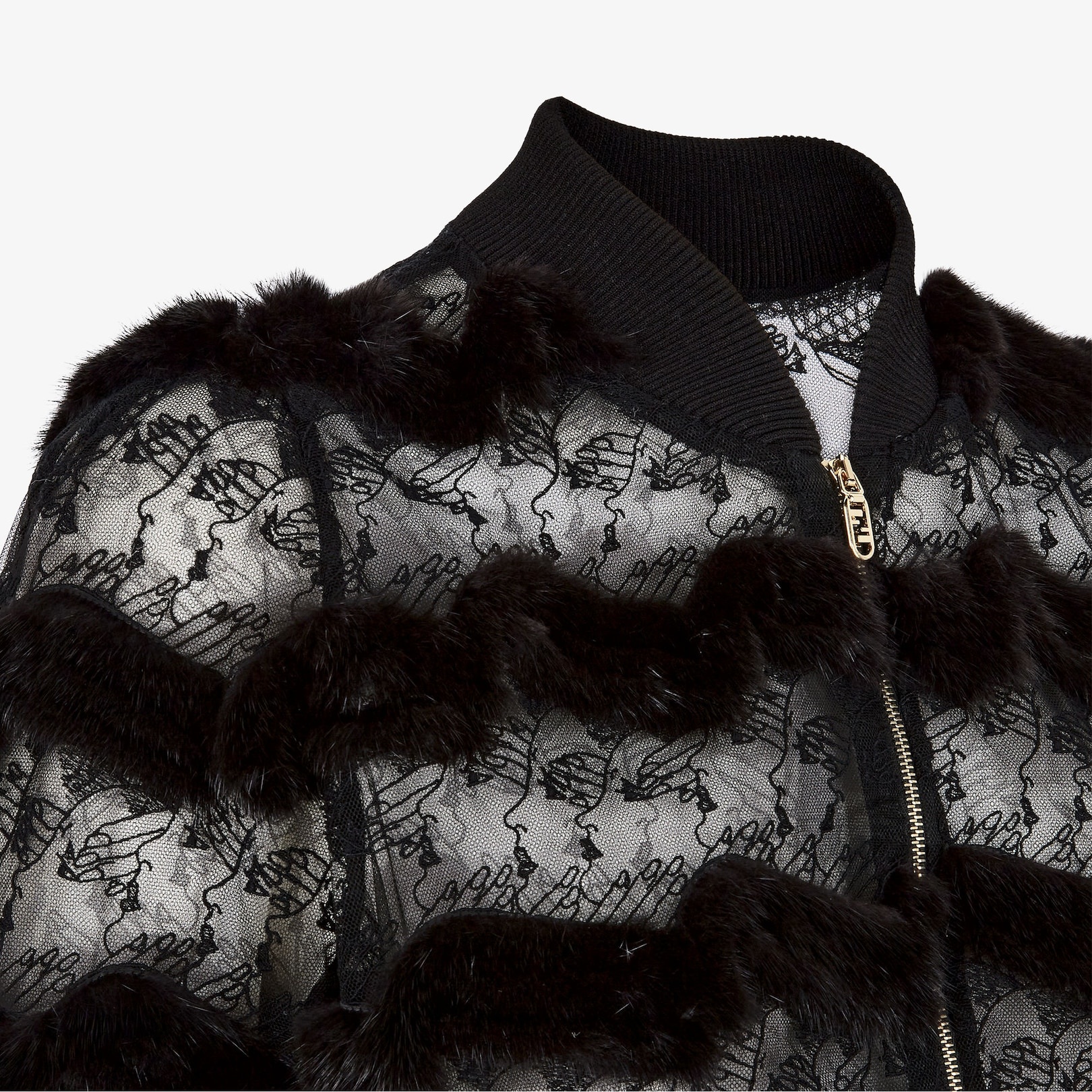 Black lace and mink jacket - 3