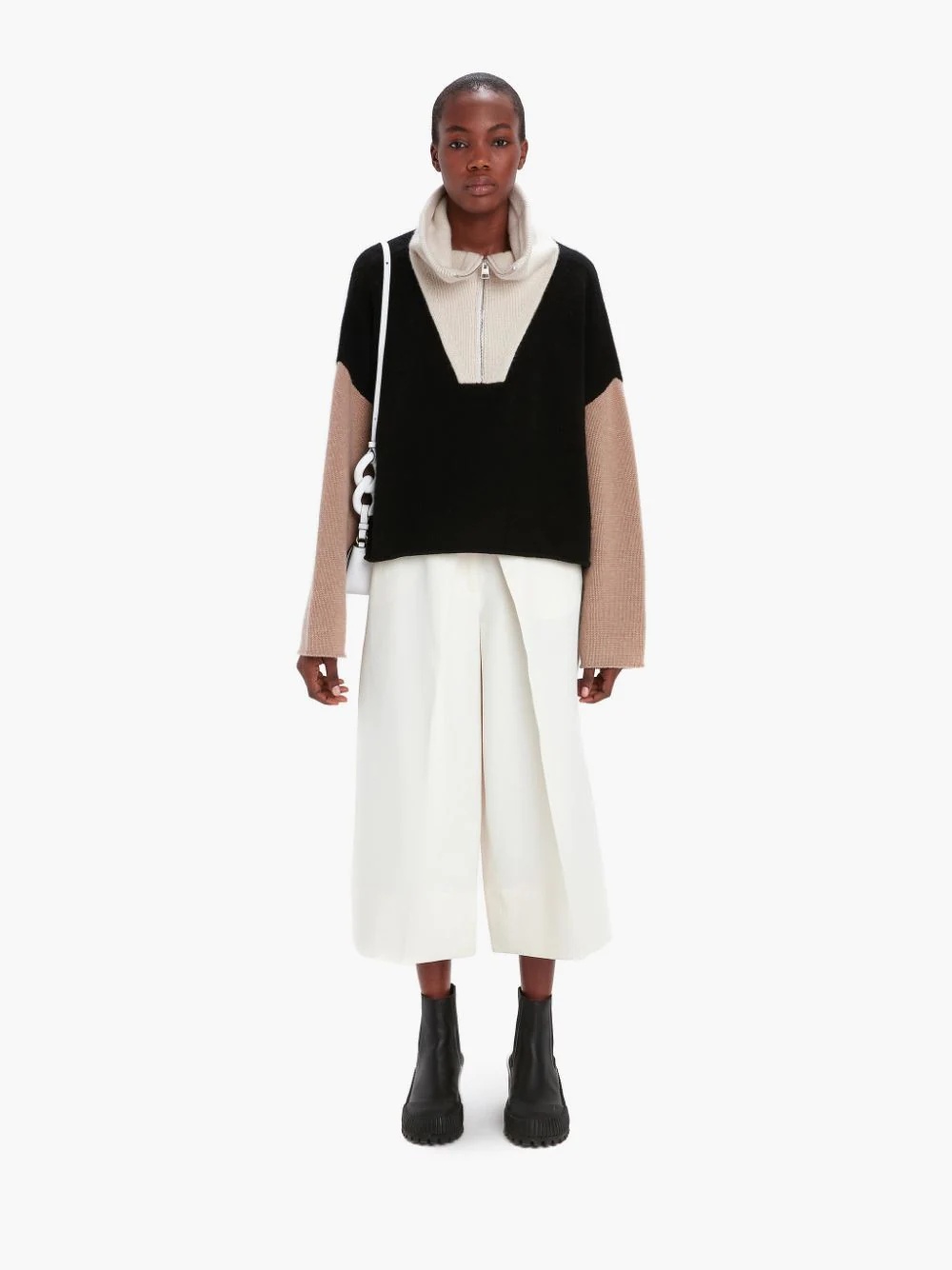PLEAT FRONT WIDE LEG CROPPED TROUSERS - 2