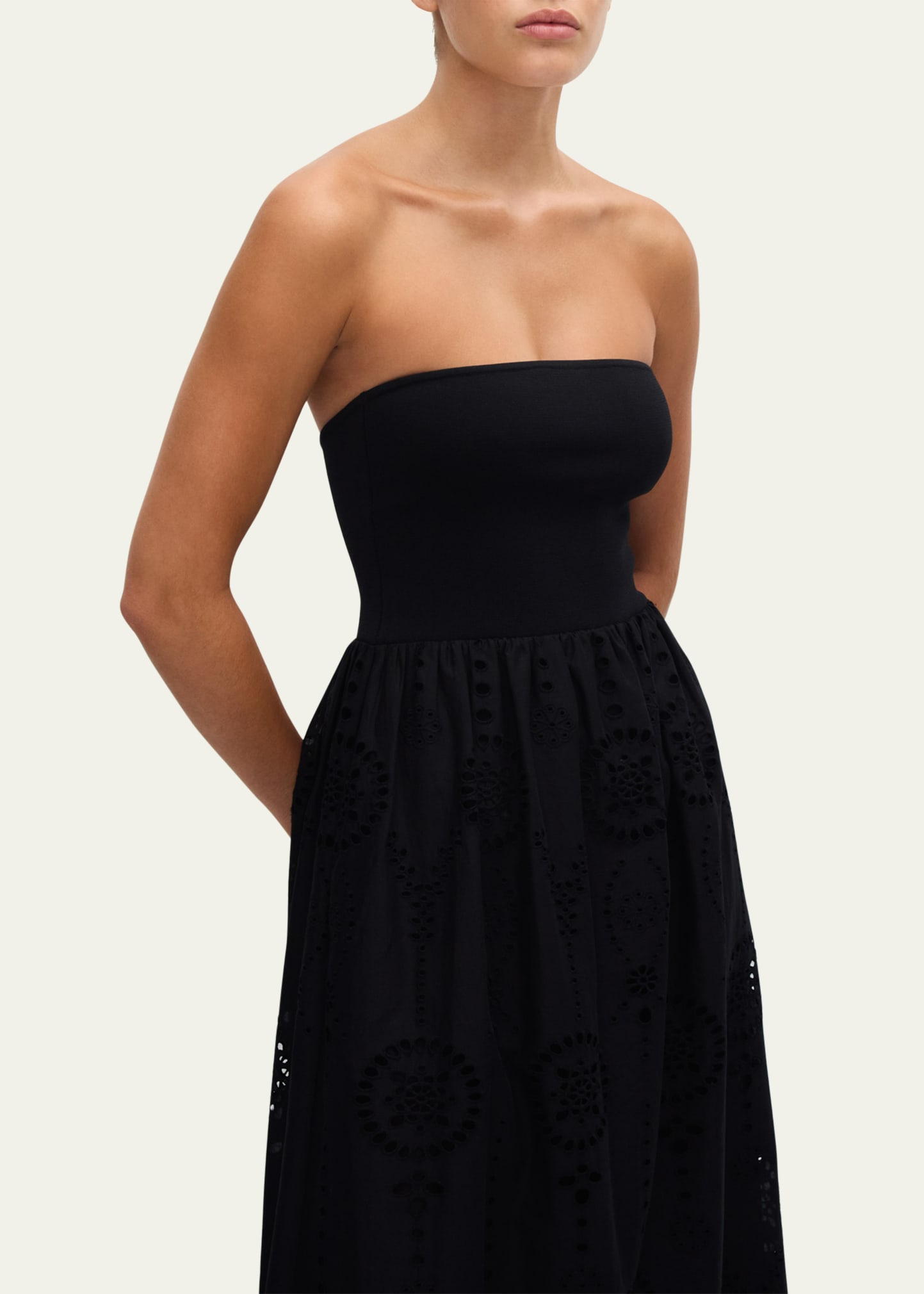 Strapless Knit Broderie Dress - 4