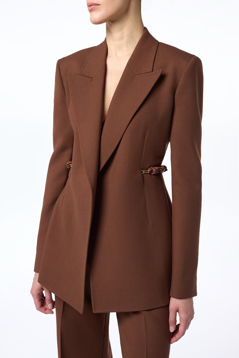 GABRIELA HEARST Epona Chain Blazer in Cognac Recycled Virgin Wool outlook