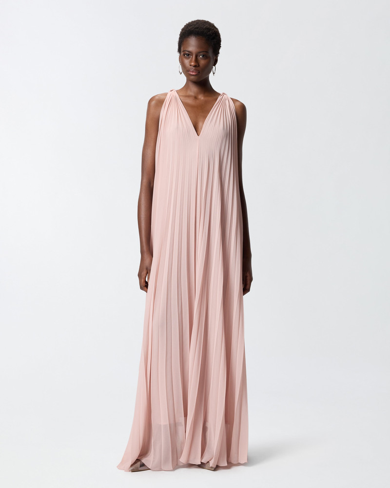 LONG PLEATED DRESS WITH SLIT 3