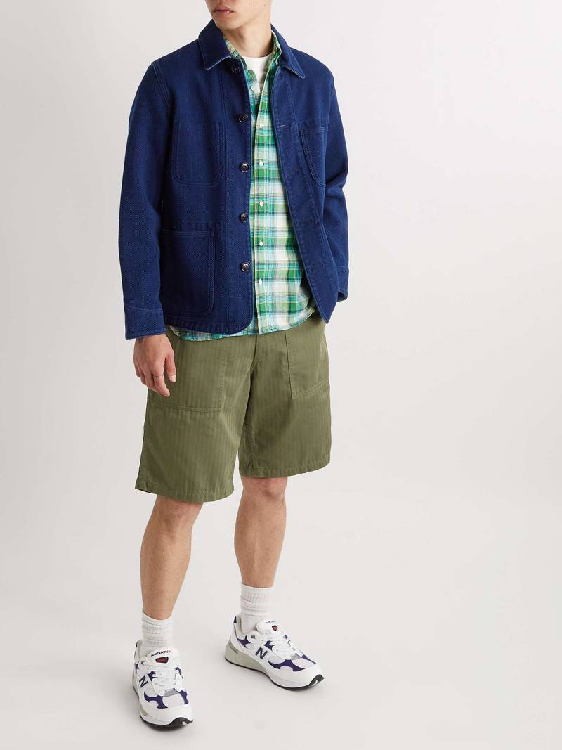 BEAMS PLUS Straight-Leg Herringbone Cotton Shorts outlook