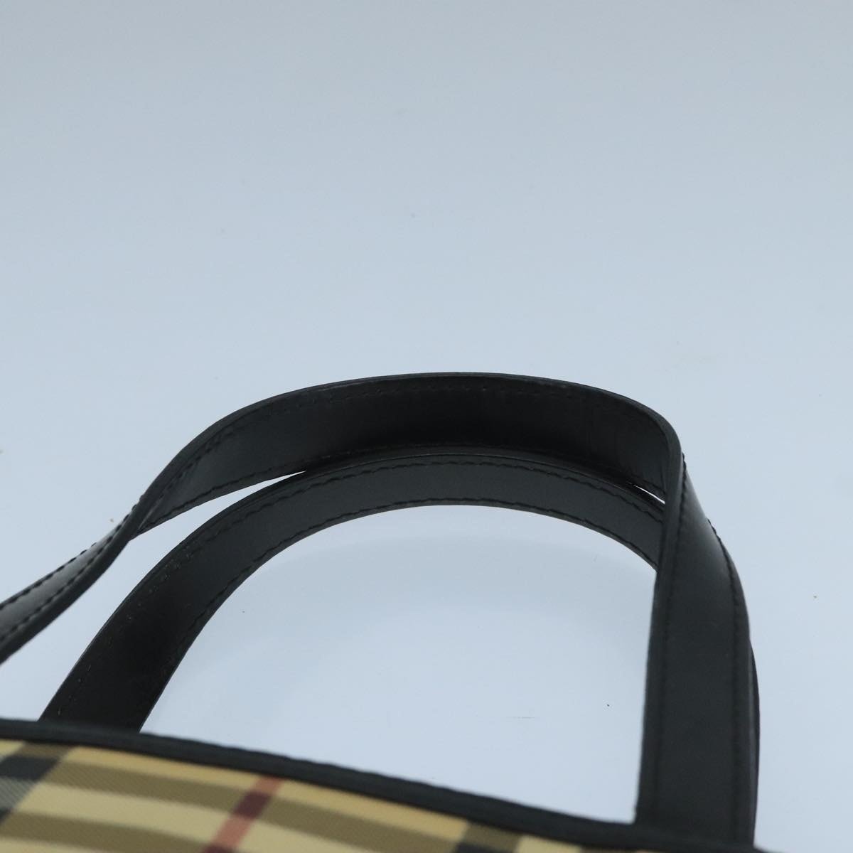 Burberry Nova Check Hand Bag Coated Canvas Beige Black Silver - 8