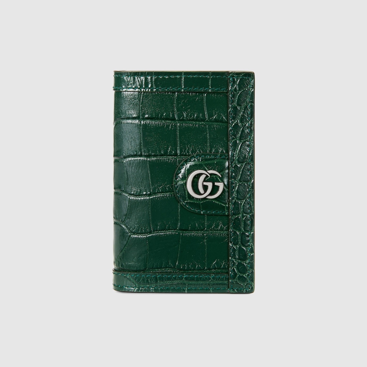 Crocodile card case with Double G - 1