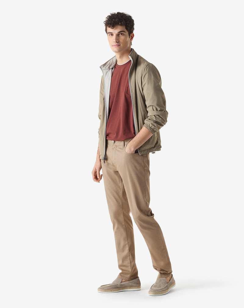 CORNELIANI Beige garment-dyed stretch cotton jeans outlook