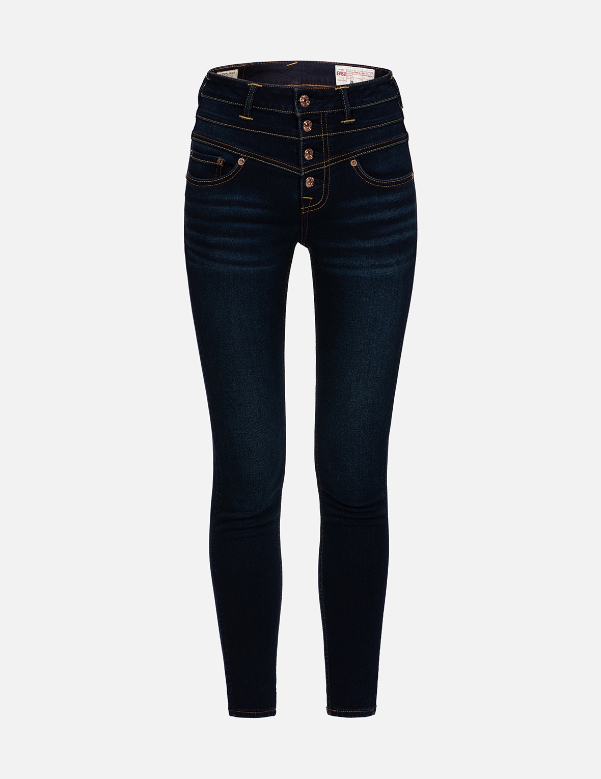 FLORAL-PATTERN SEAGULL  EMBROIDERY HIGH-WAIST SKINNY JEANS - 2