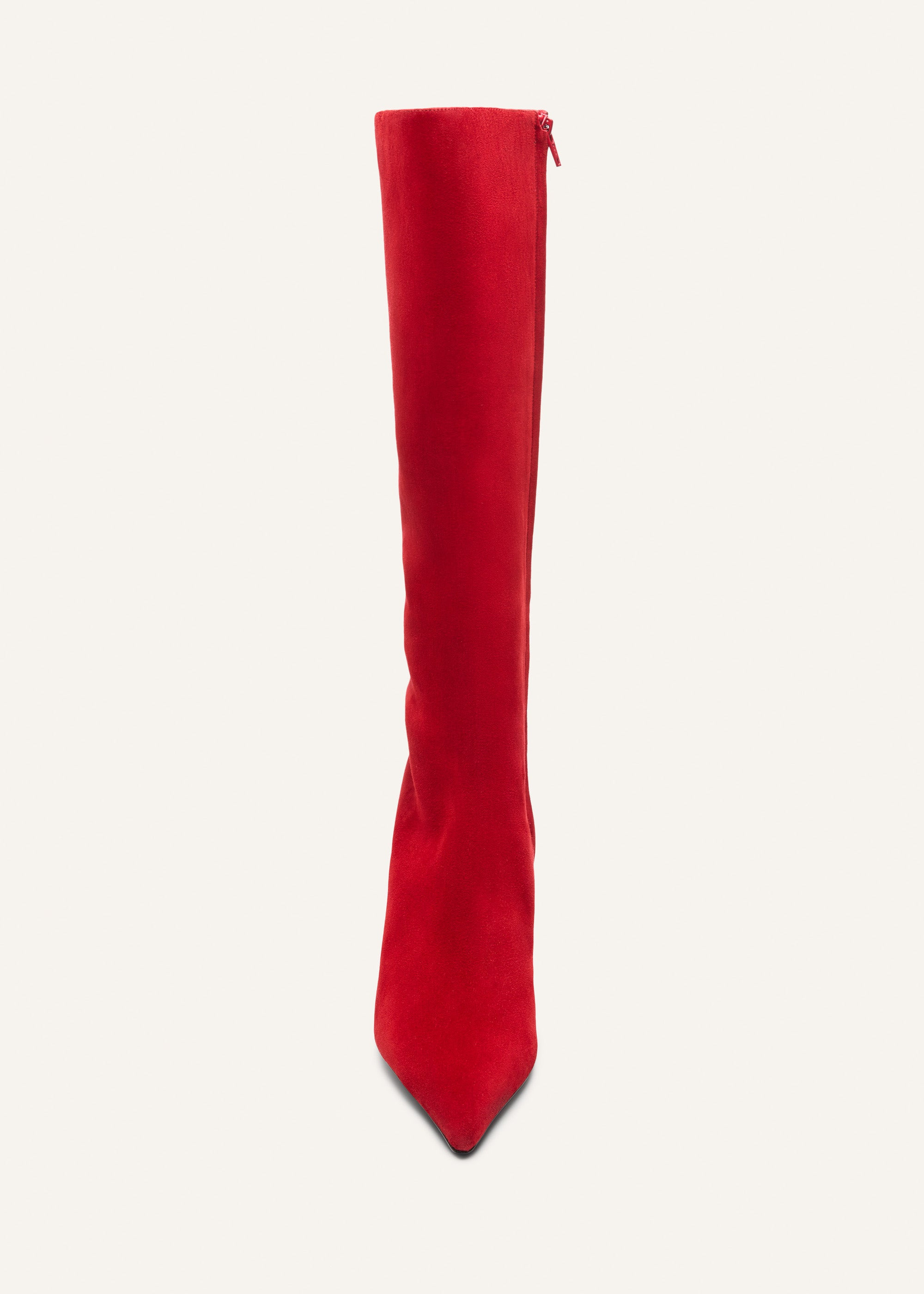 Pointed suede knee boots in red - 2