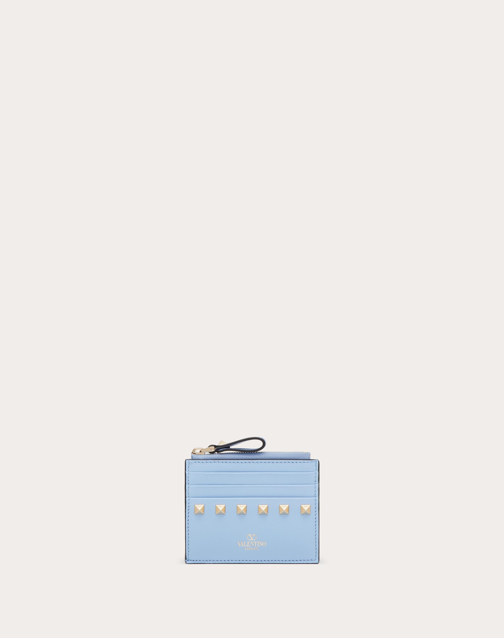 ROCKSTUD CALFSKIN CARDHOLDER WITH ZIPPER - 1