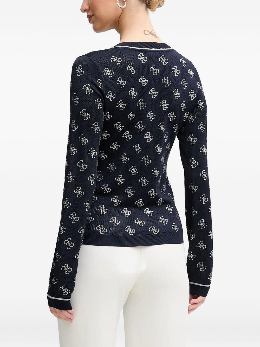 4G logo-pattern V-neck sweatshirt - 2