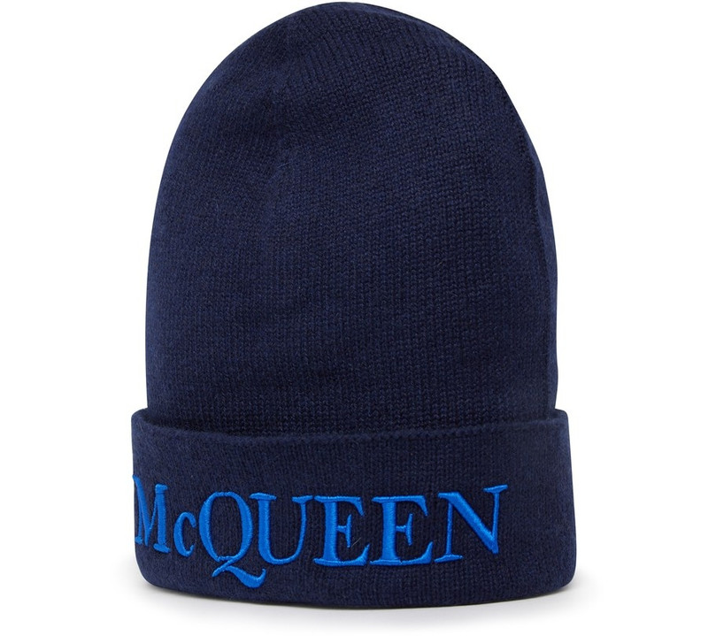 Alexander McQueen 로고 자수 캐시미어 beanie outlook