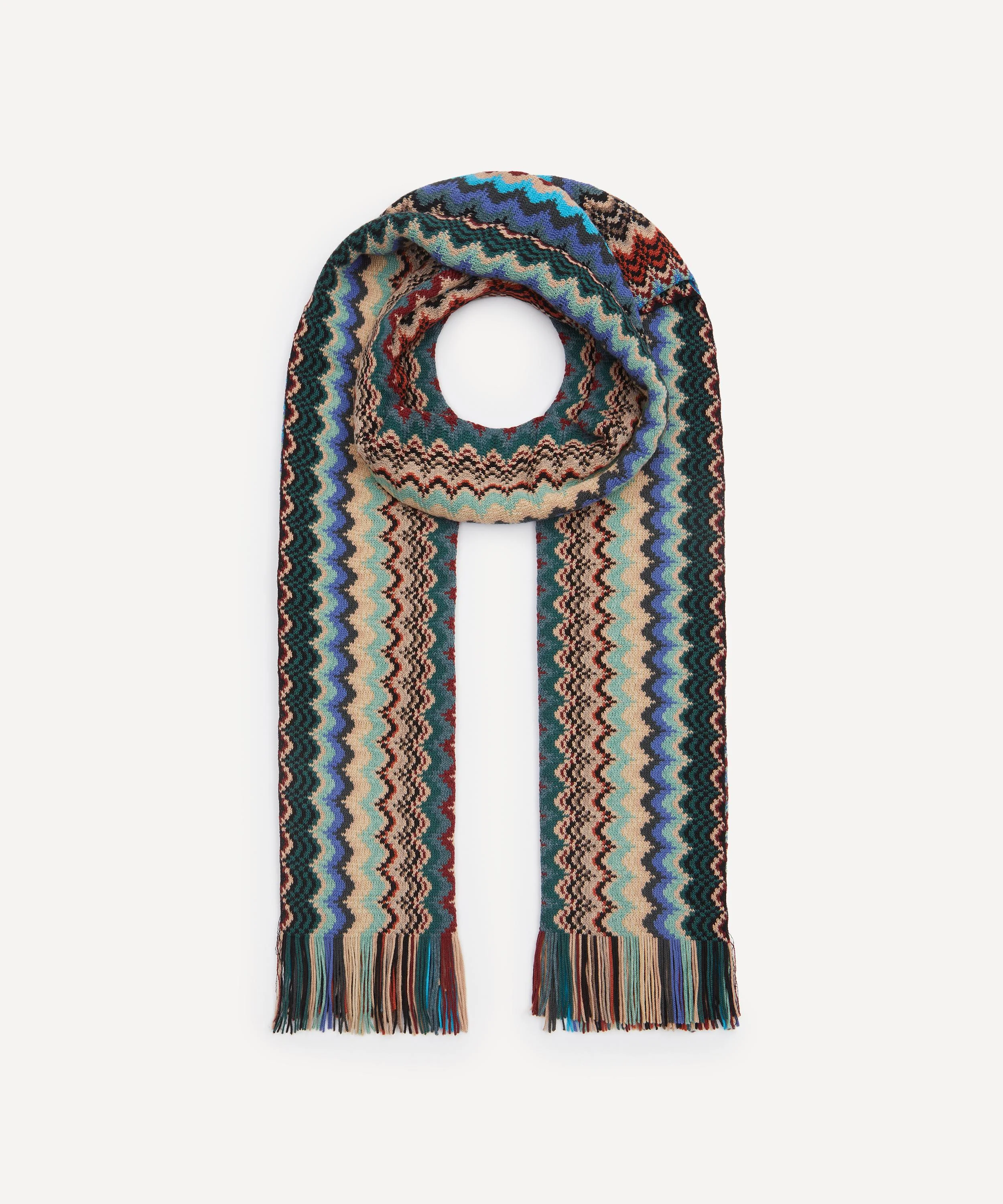 Zig-Zag Fringed Wool Scarf - 1