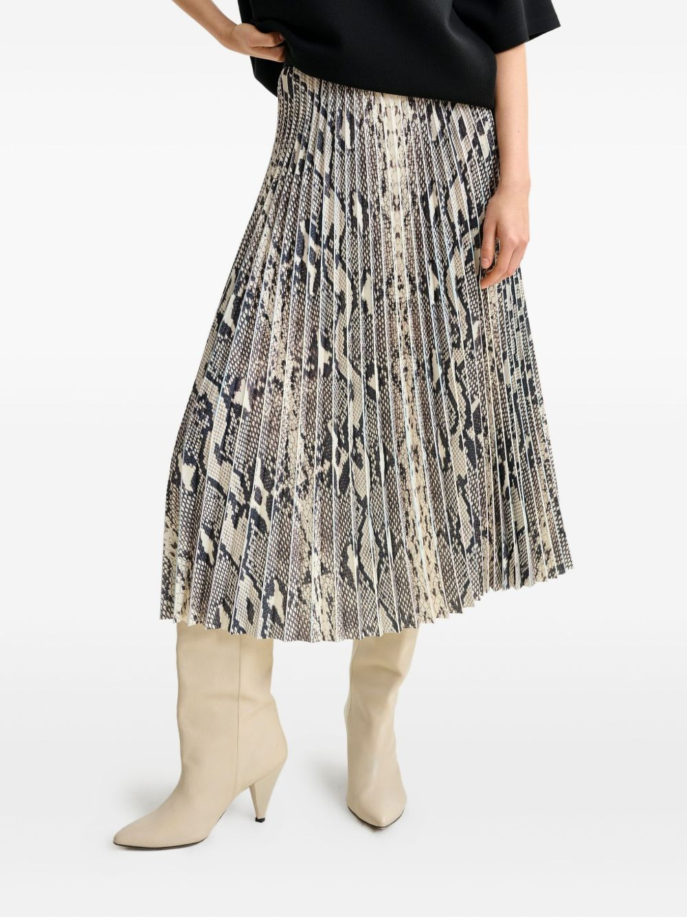 snakeskin-print midi pleated skirt - 3