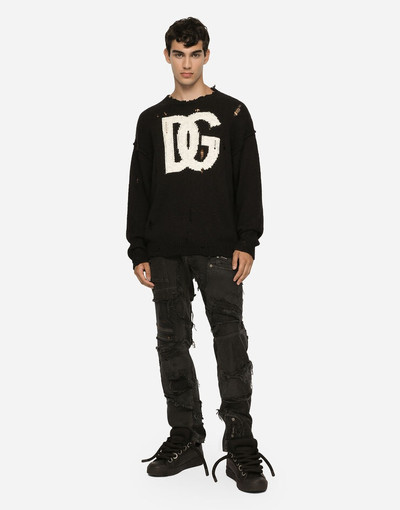 Dolce & Gabbana Round-neck cotton sweater with DG logo outlook