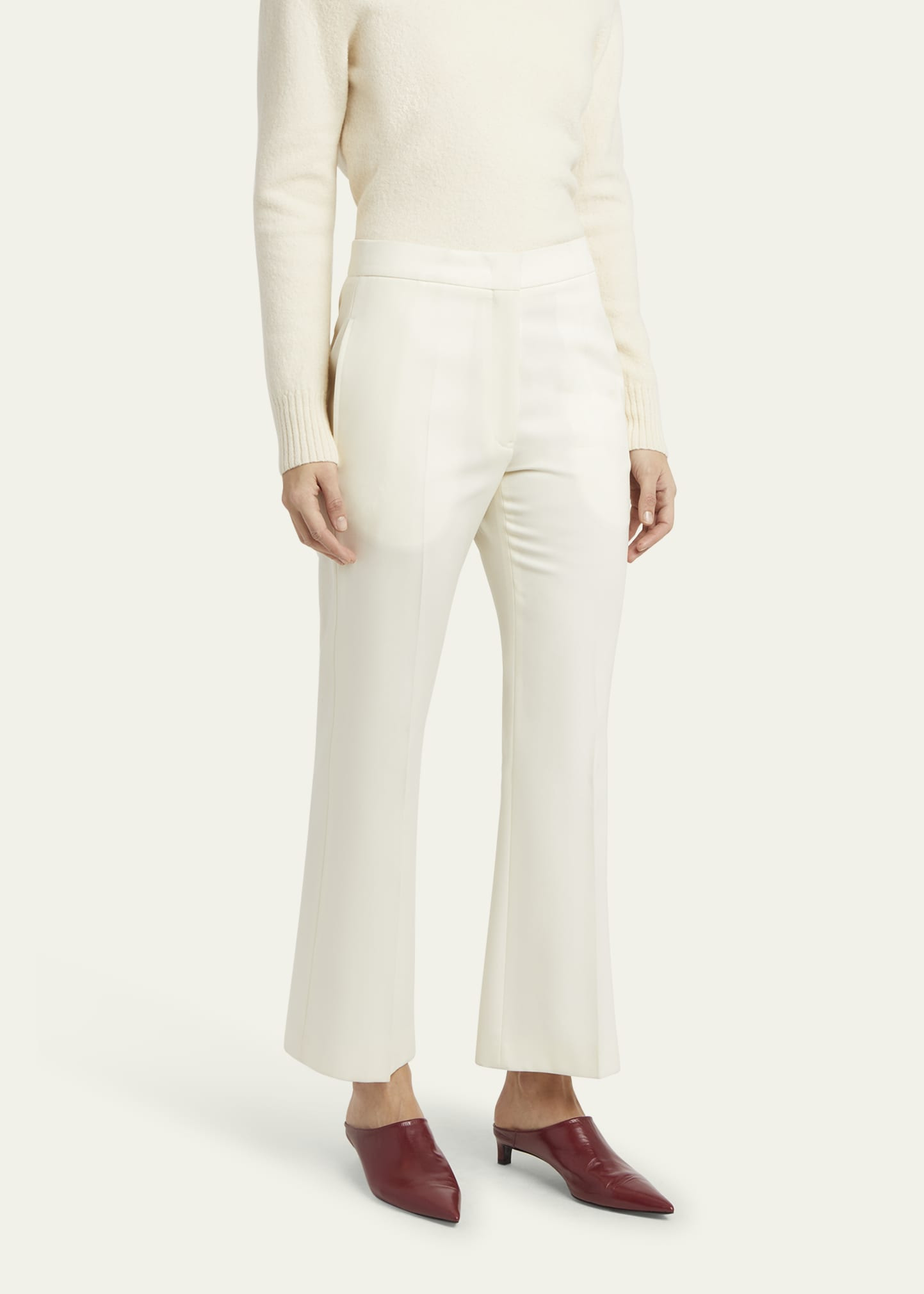 Wool-Cotton Kickflare Ankle Trousers - 4