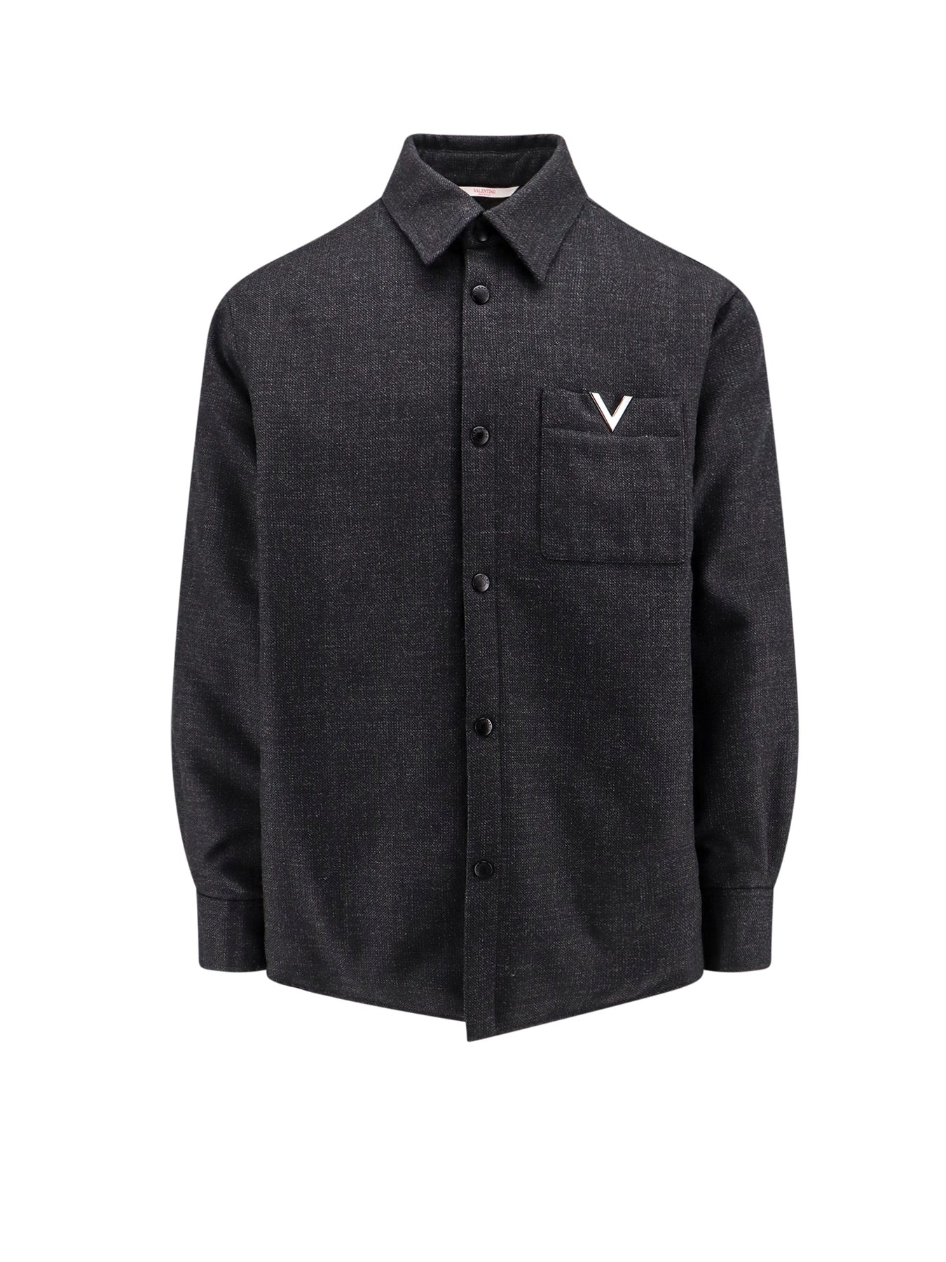 Virgin wool jacket with metal V-Detail - 1