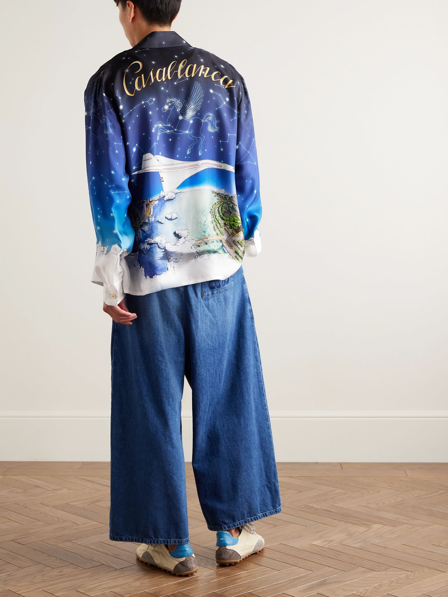 Vol de Nuit Printed Silk Shirt Navy - 2