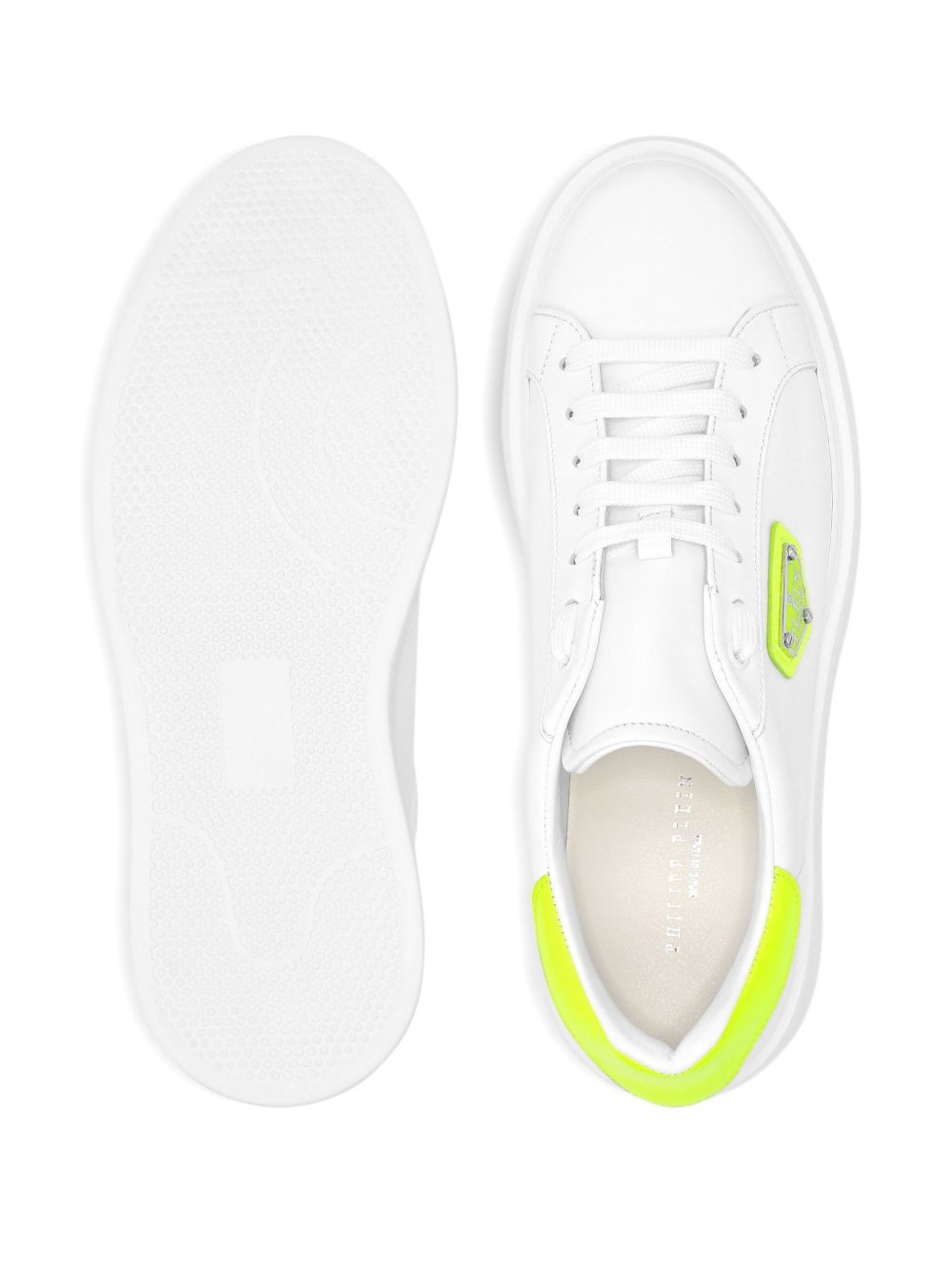 logo-plaque leather sneakers - 3