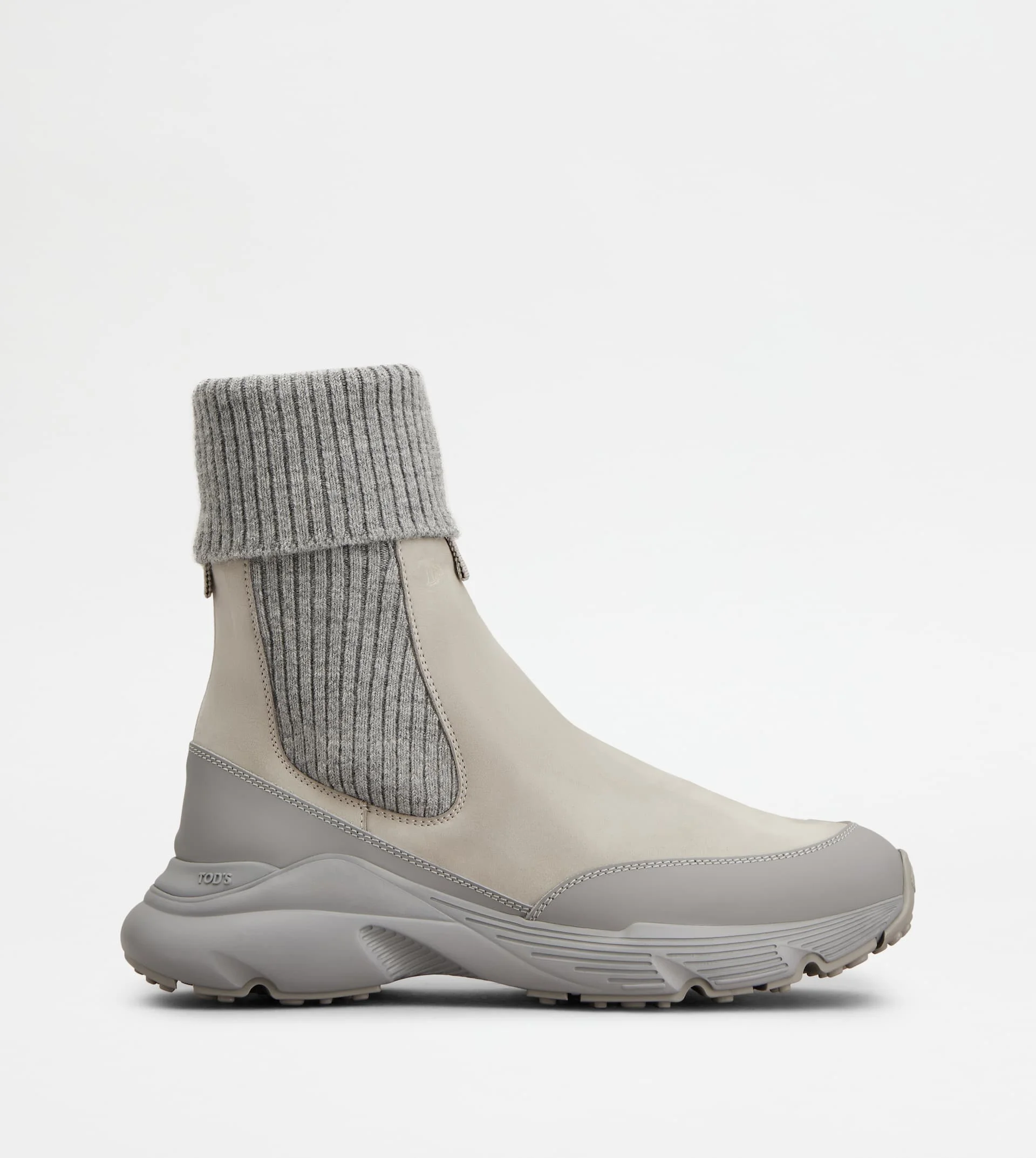 CHELSEA BOOTS IN NUBUCK AND KNIT - GREY - 1