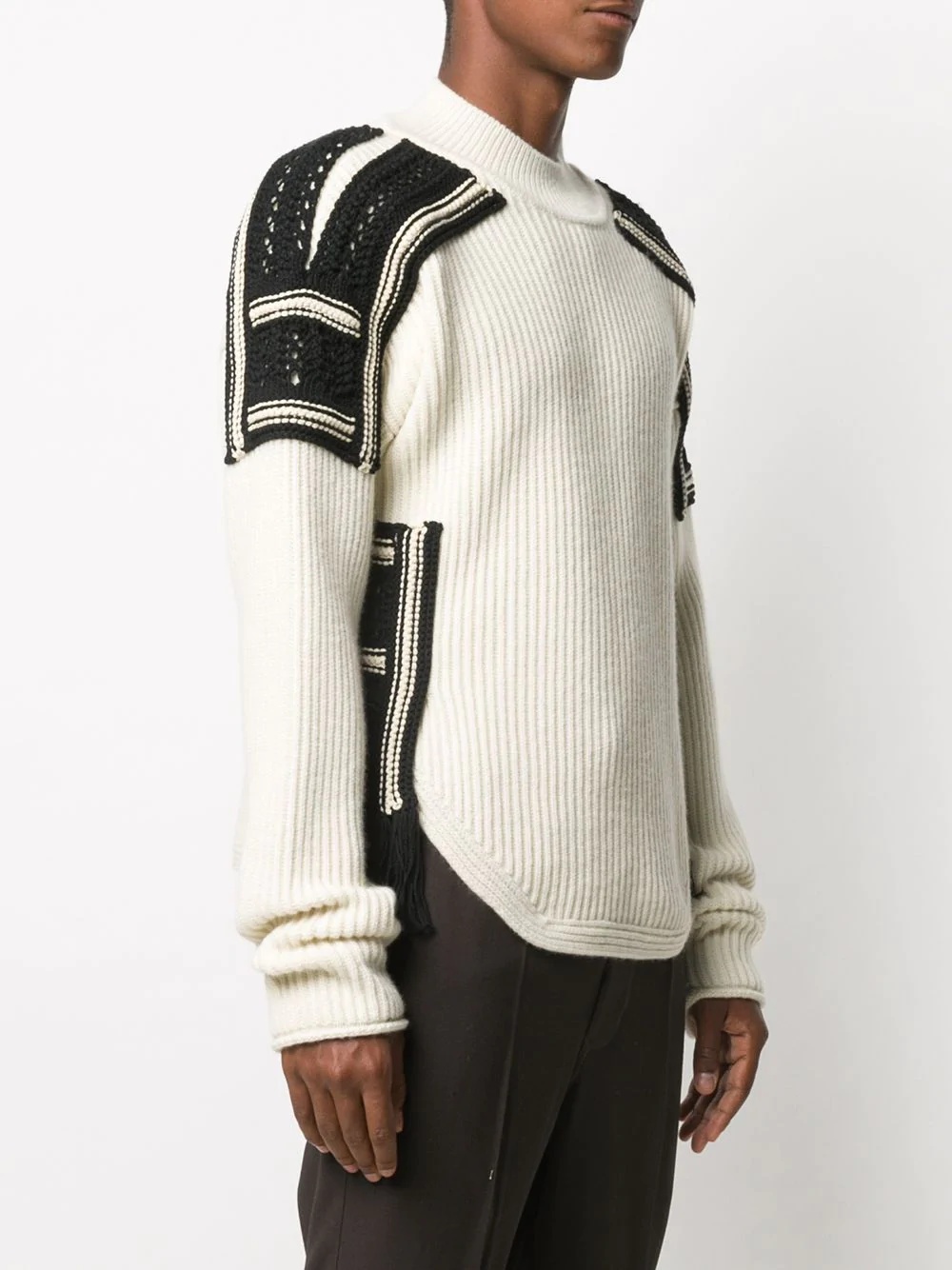 panelled ribbed-knit jumper - 3