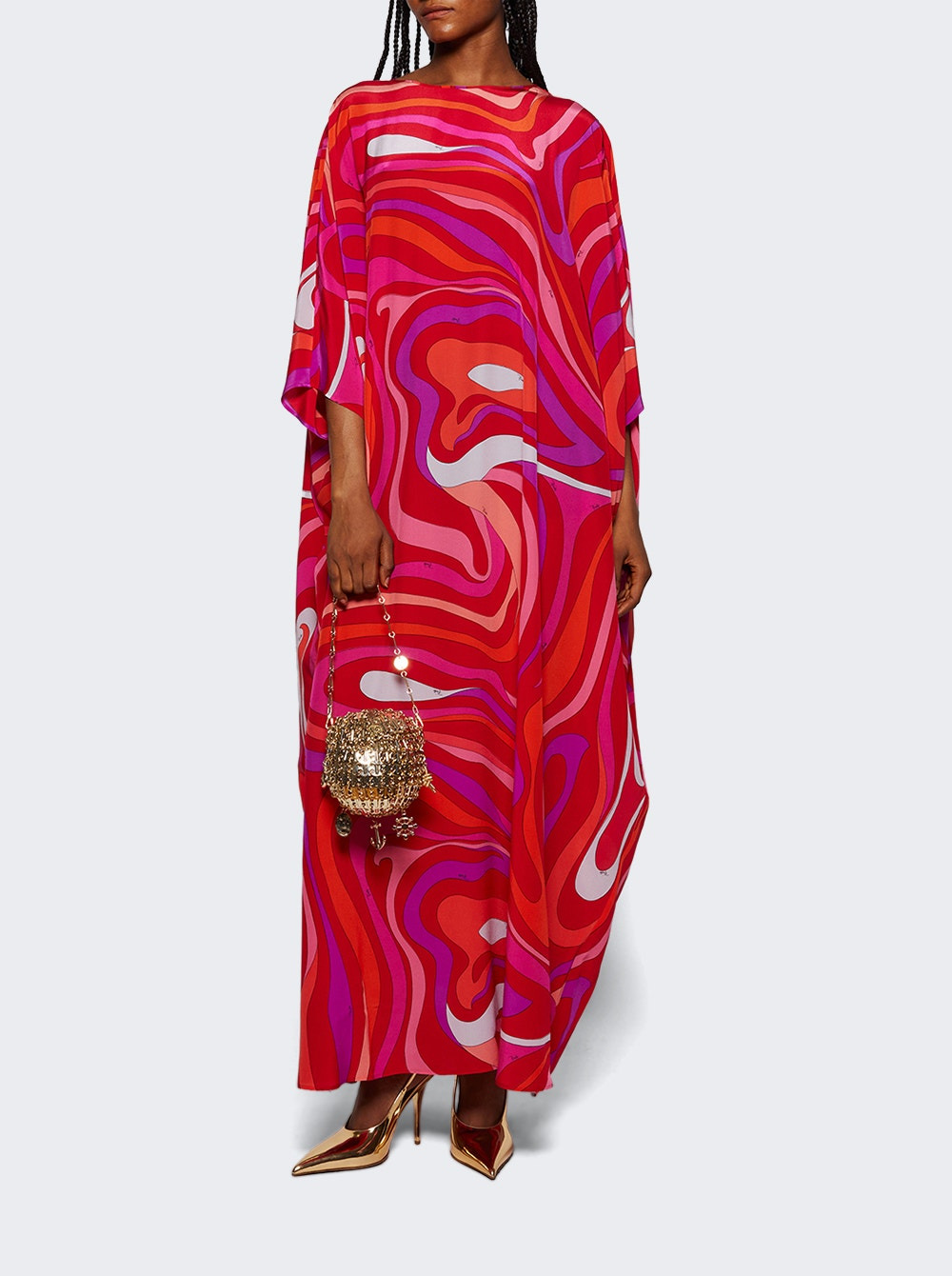 Marmo Print Kaftan Corallo And Fuxia - 5