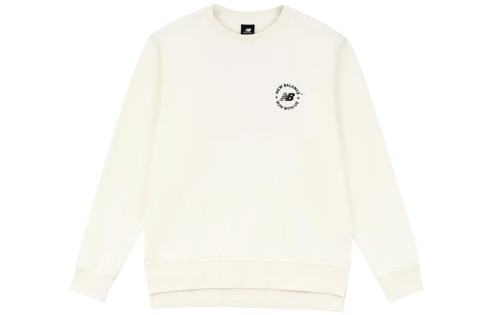New Balance Logo Pullover Sweatshirt 'White Black' AMT33343-CIC - 2