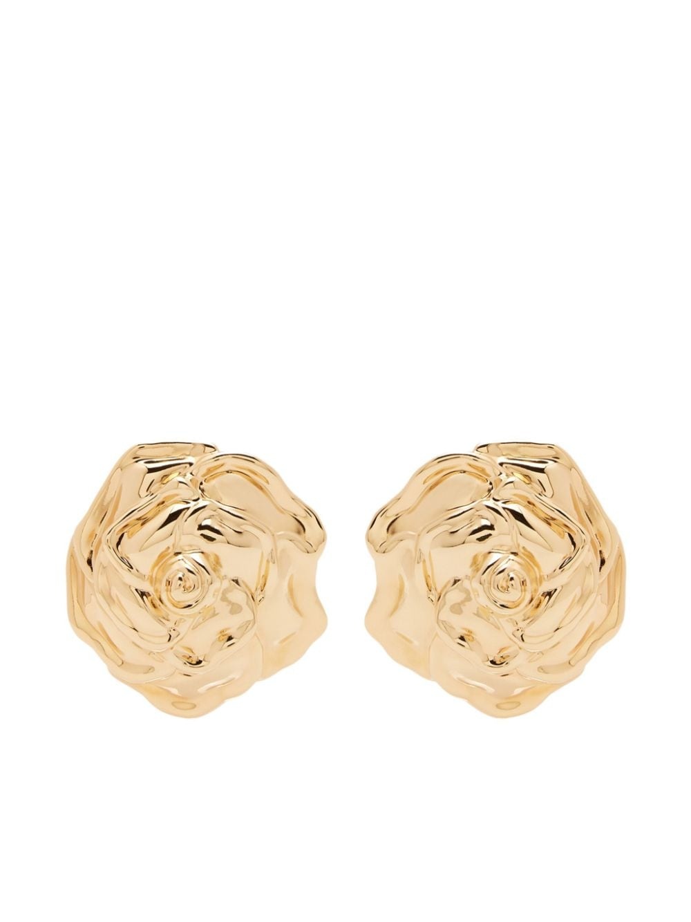 Rose flower-shaped gold-tone earrings - 1