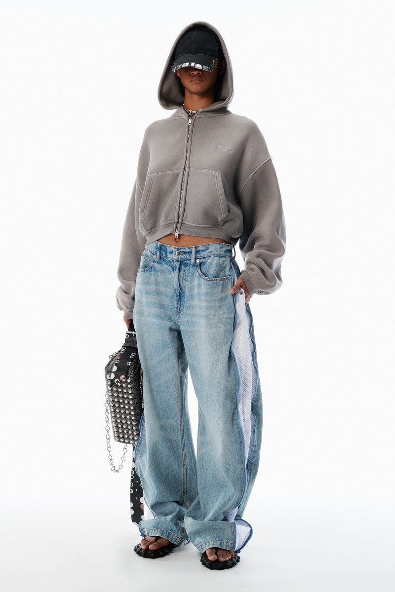 Alexander Wang bleach blue expandable basketball mesh jeans outlook