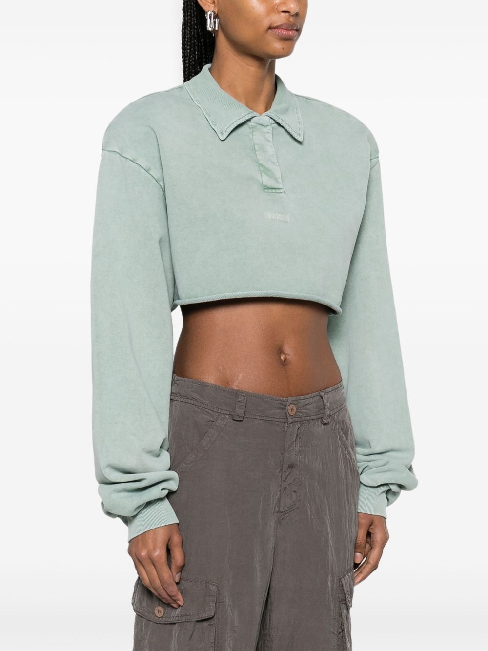 washed-effect cropped polo shirt - 3