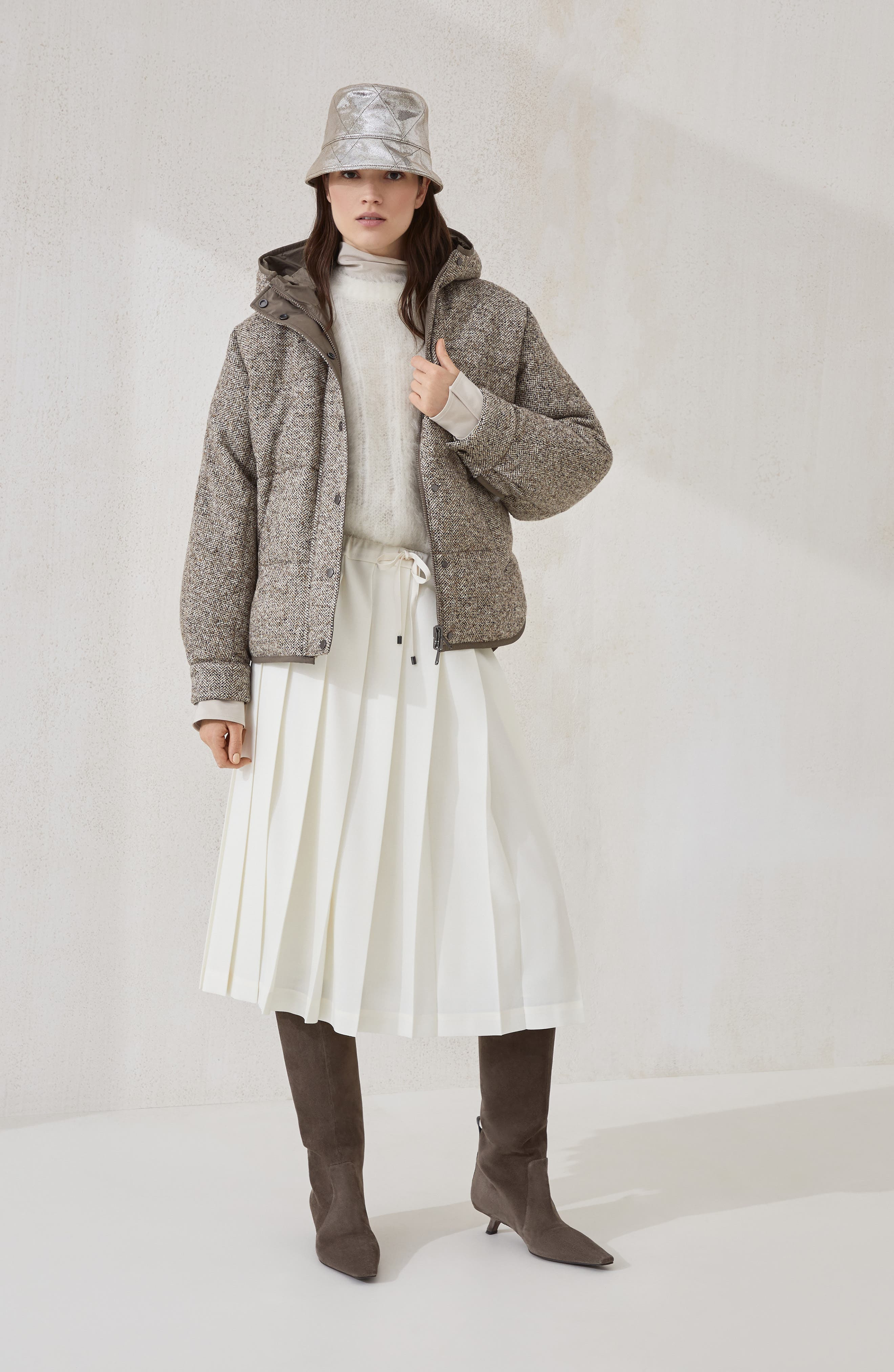 Brunello Cucinelli Flecked chevron down jacket in Rope at Nordstrom - 6
