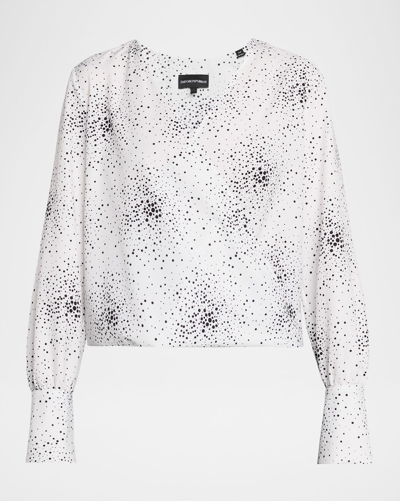Dotted Surplice Blouse 1