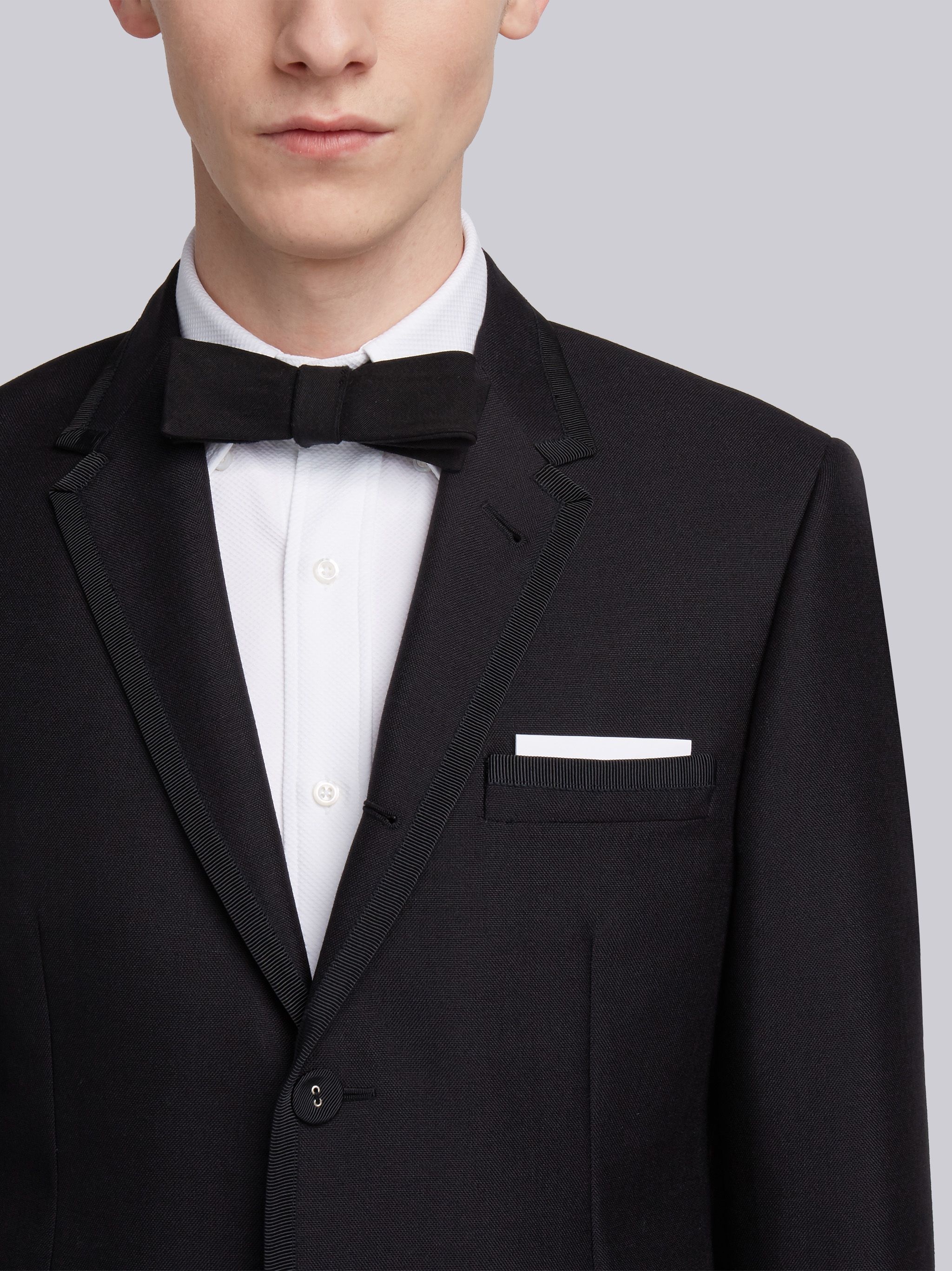 Black 3-plymohair Wool Grosgrain Tipping Classic Tuxedo and Bow Tie - 5